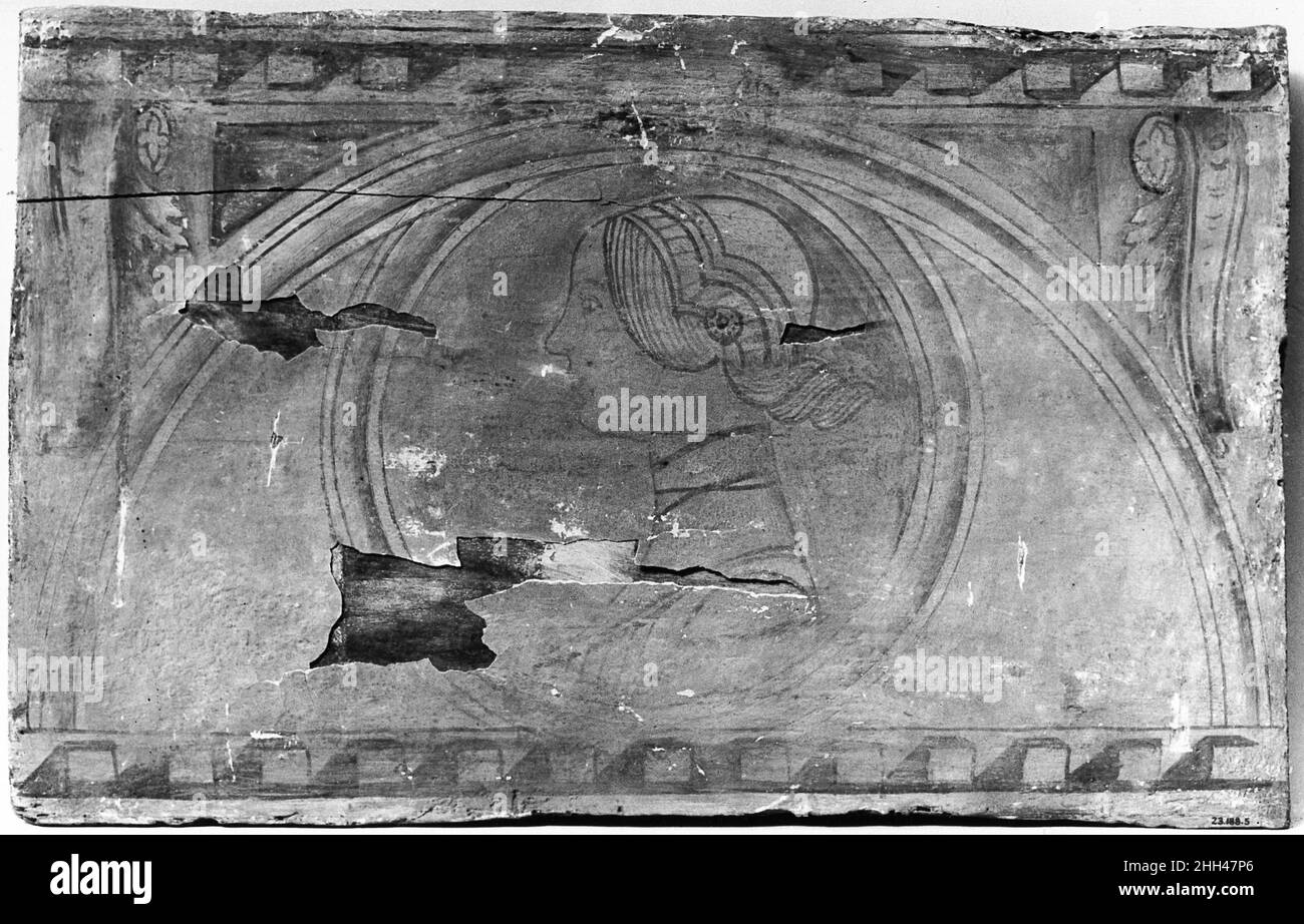 Tête d'une fille italienne du début du 16th siècle un des quatorze panneaux d'une frise (23.188.1–.14), chacun représentant un portrait de profil bordé d'une moulure de dentiles pour simuler l'architecture.Chef d'une fille 195029 Banque D'Images