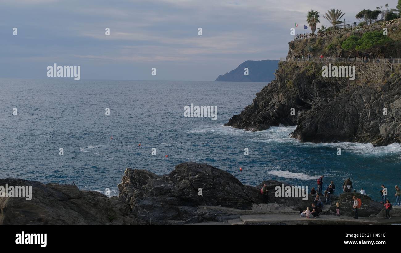 Ligurie, Italie partie de Portovenere, Cinque Terre, et les îles. La région de Cinque Terre est une destination touristique populaire. Au fil des siècles Banque D'Images