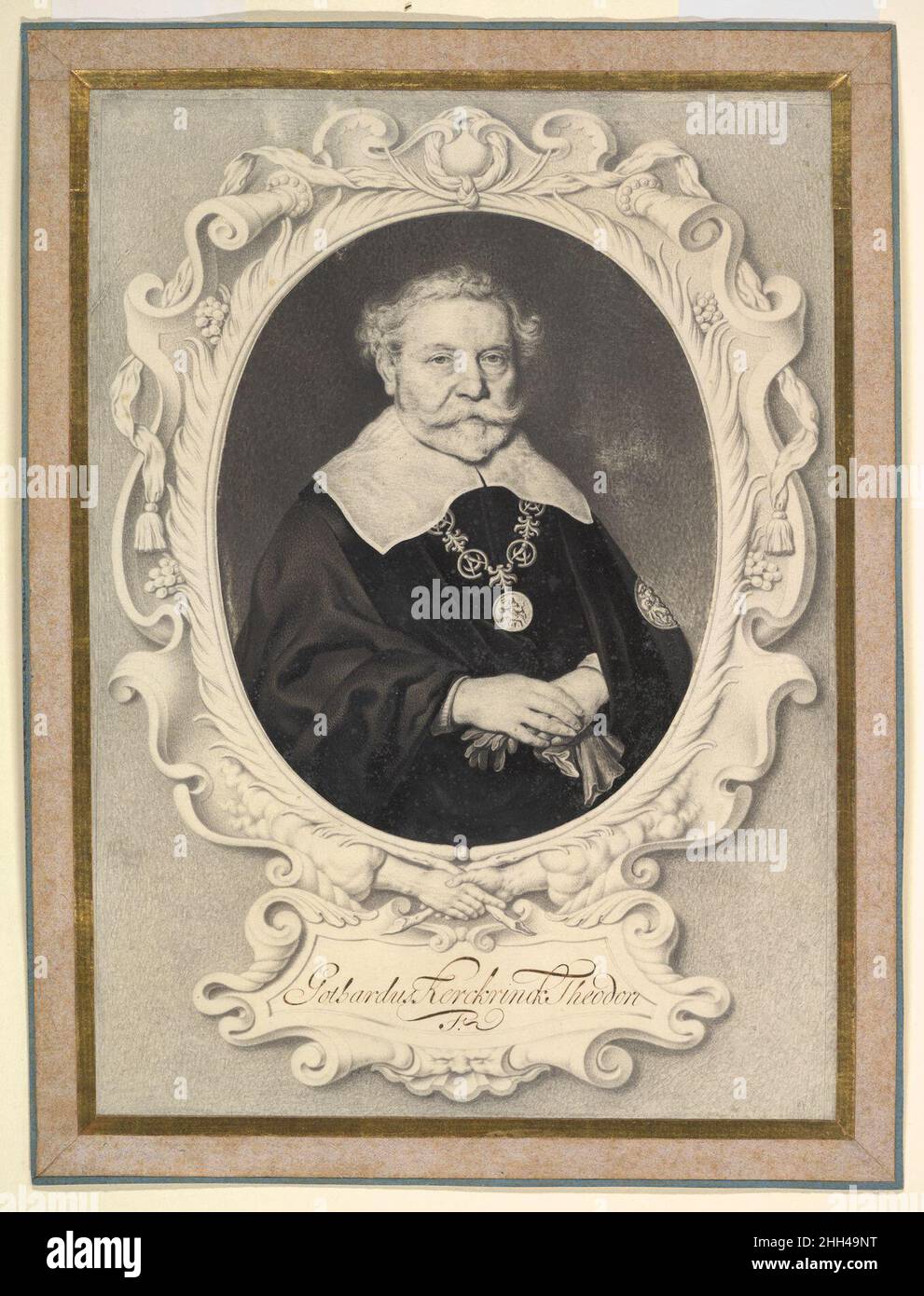 Portrait de Godert Dircksz.Kerckrinck fin du 17th siècle Jan Thopas Dutch Jan Thopas était un peintre hollandais de 17th ans connu pour ses portraits.Ce dessin du marchand allemand Kerckrinck a été fait à titre posthume et très probablement sur la base d'une peinture de Govert Flinck.Là où le portrait de Flinck est plutôt discret, Thopas a ajouté divers détails, comme la chaîne autour de son cou et les gants dans sa main, pour donner vie au portrait.La cartouche est aussi sa propre addition, bien que cela donnerait plus tard la cause de l'attribution à sa main d'être doutée.Les motifs Auriculaires étaient les Banque D'Images