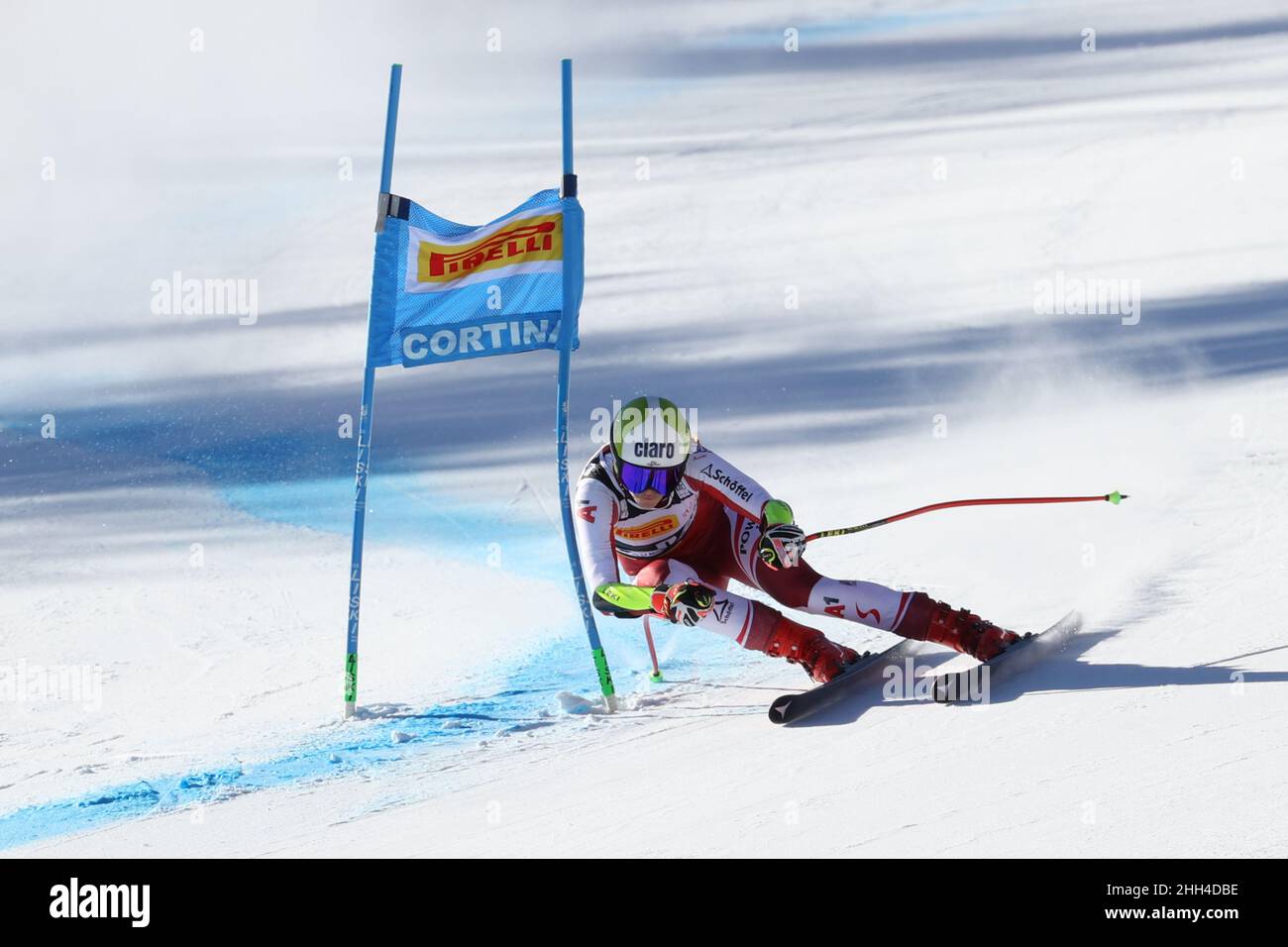 Olympia Slope, Cortina d'Ampezzo, Italie, 23 janvier 2022,Mirjam Puchner (AUT) pendant la coupe du monde de ski 2022 FIS - femmes Super Giant - course de ski alpin crédit: Live Media Publishing Group/Alay Live News Banque D'Images