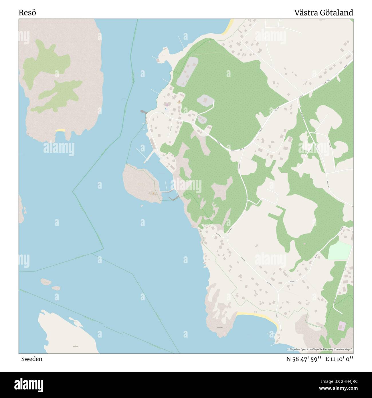 Resö, Suède, Västra Götaland, N 58 47' 59'', E 11 10' 0'', carte, carte intemporelle publiée en 2021.Les voyageurs, les explorateurs et les aventuriers comme Florence Nightingale, David Livingstone, Ernest Shackleton, Lewis et Clark et Sherlock Holmes se sont appuyés sur des cartes pour planifier leurs voyages dans les coins les plus reculés du monde. Timeless Maps dresse la carte de la plupart des sites du monde, montrant ainsi la réalisation de grands rêves. Banque D'Images