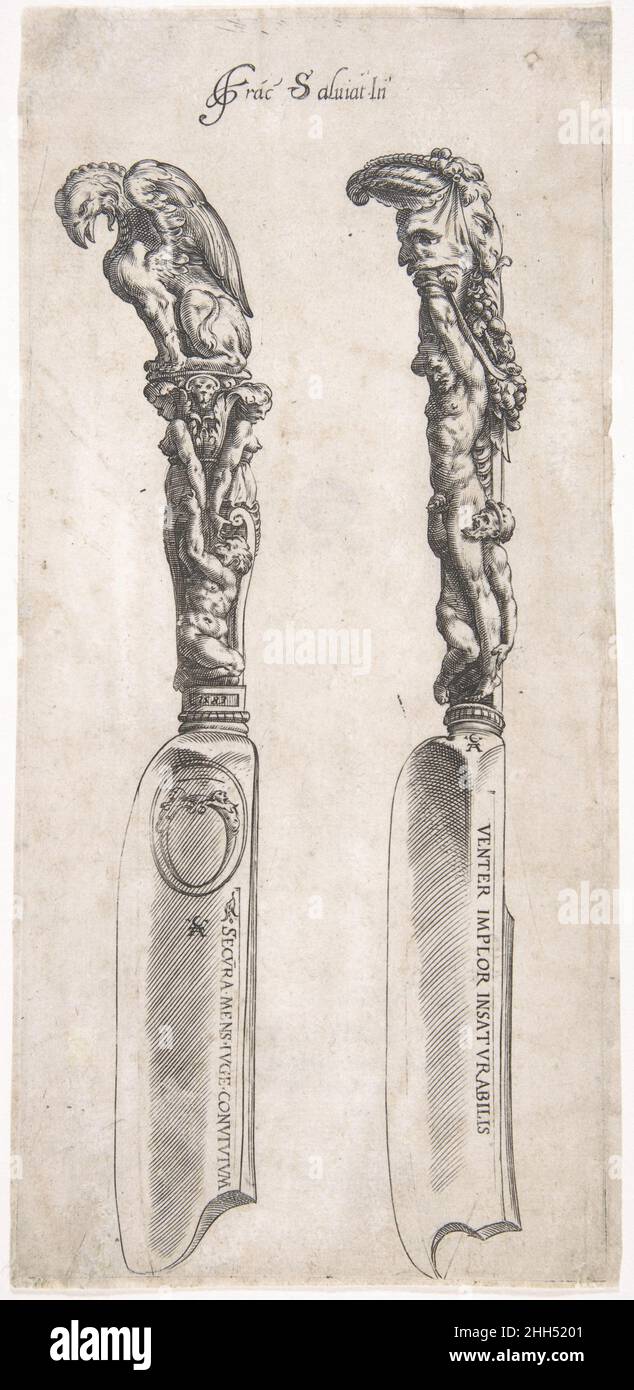 Exécution pour deux manches de couteau 1553–1615 Cherubino Alberti (Zaccaria Mattia) Italien.Conception pour deux poignées de couteau 338677 Banque D'Images