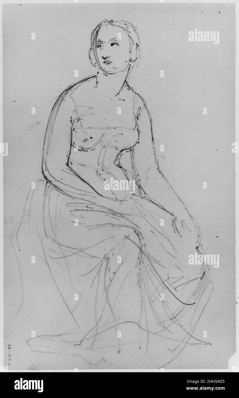 Portrait d'une femme (de Sketchbook) ca.1870 Daniel Huntington American le principal portraitiste de New York pendant la période de l'après-guerre civile--et président de l'Académie nationale du Design de 1862 à 1870 et de 1877 à 1890--Daniel Huntington a été un peintre conservateur, un homme très respecté par ses clients et collègues tout au long de sa longue carrière.Bien qu'il ait voyagé beaucoup et fréquemment au milieu et à la fin du XIXe siècle, il a évité de nouveaux concepts et styles artistiques.En tant qu'académicien dévoué en technique et de manière, Huntington a compris que la bonne stratégie de rédaction était à la hauteur Banque D'Images
