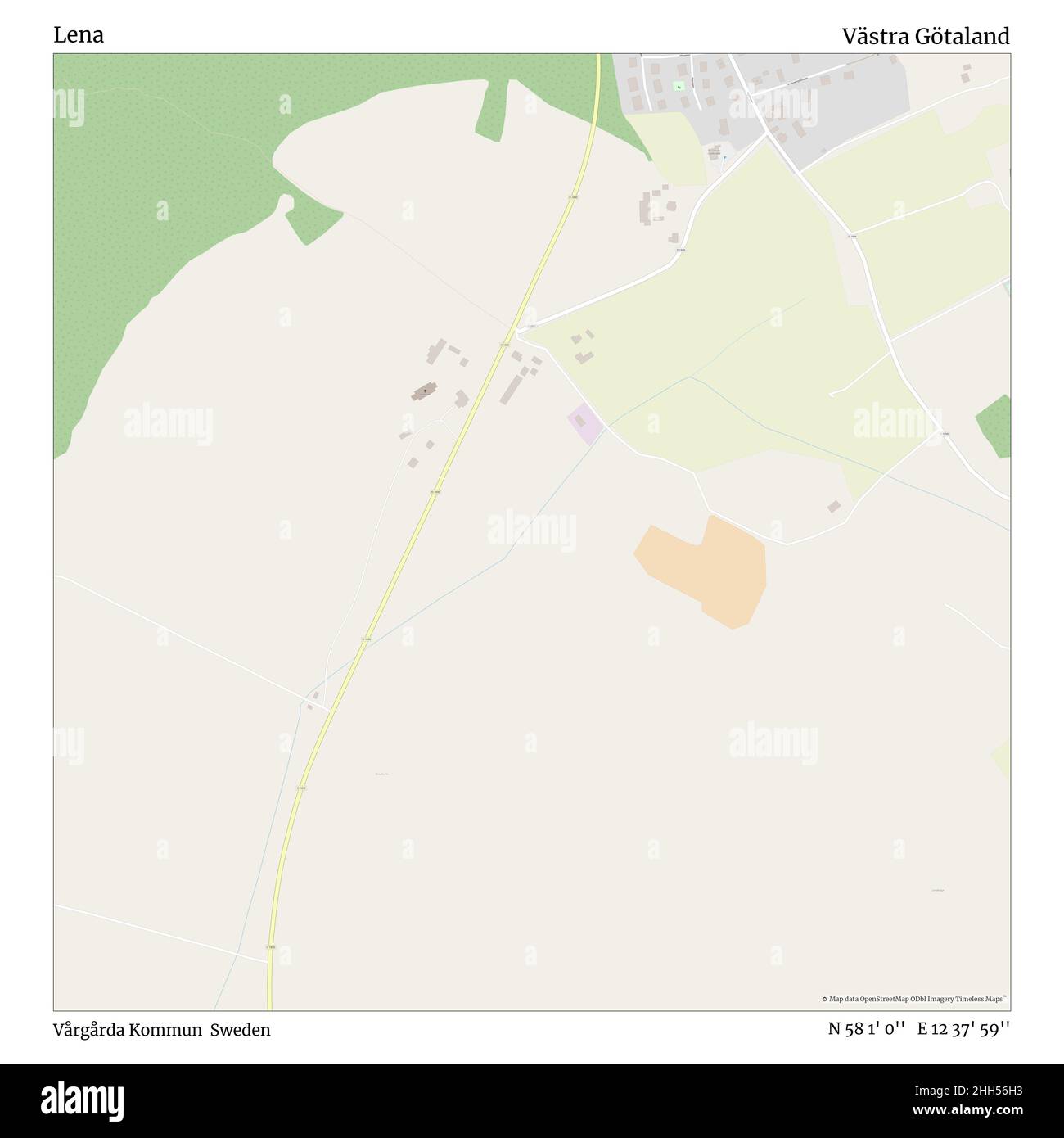 Lena, Vårgårda Kommun, Suède, Västra Götaland, N 58 1' 0'', E 12 37' 59'', carte, carte intemporelle publiée en 2021.Les voyageurs, les explorateurs et les aventuriers comme Florence Nightingale, David Livingstone, Ernest Shackleton, Lewis et Clark et Sherlock Holmes se sont appuyés sur des cartes pour planifier leurs voyages dans les coins les plus reculés du monde. Timeless Maps dresse la carte de la plupart des sites du monde, montrant ainsi la réalisation de grands rêves. Banque D'Images