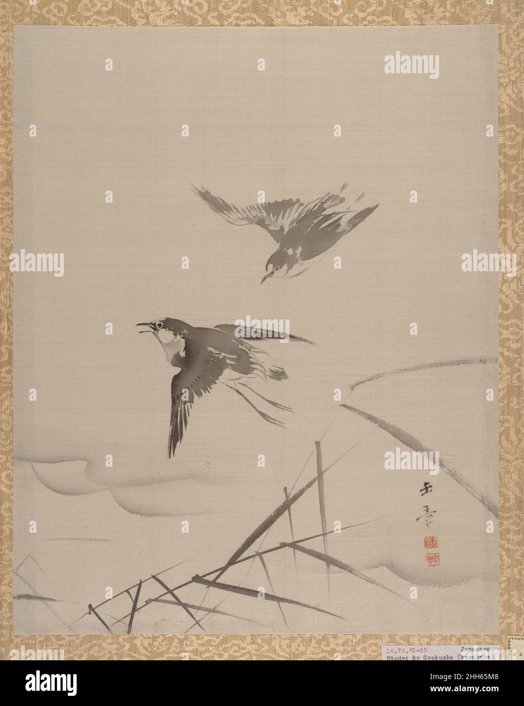 Petits oiseaux et bambou 1887–92 Kawabata Gyokushō Japonais.Petits oiseaux et bambou 54745 Banque D'Images