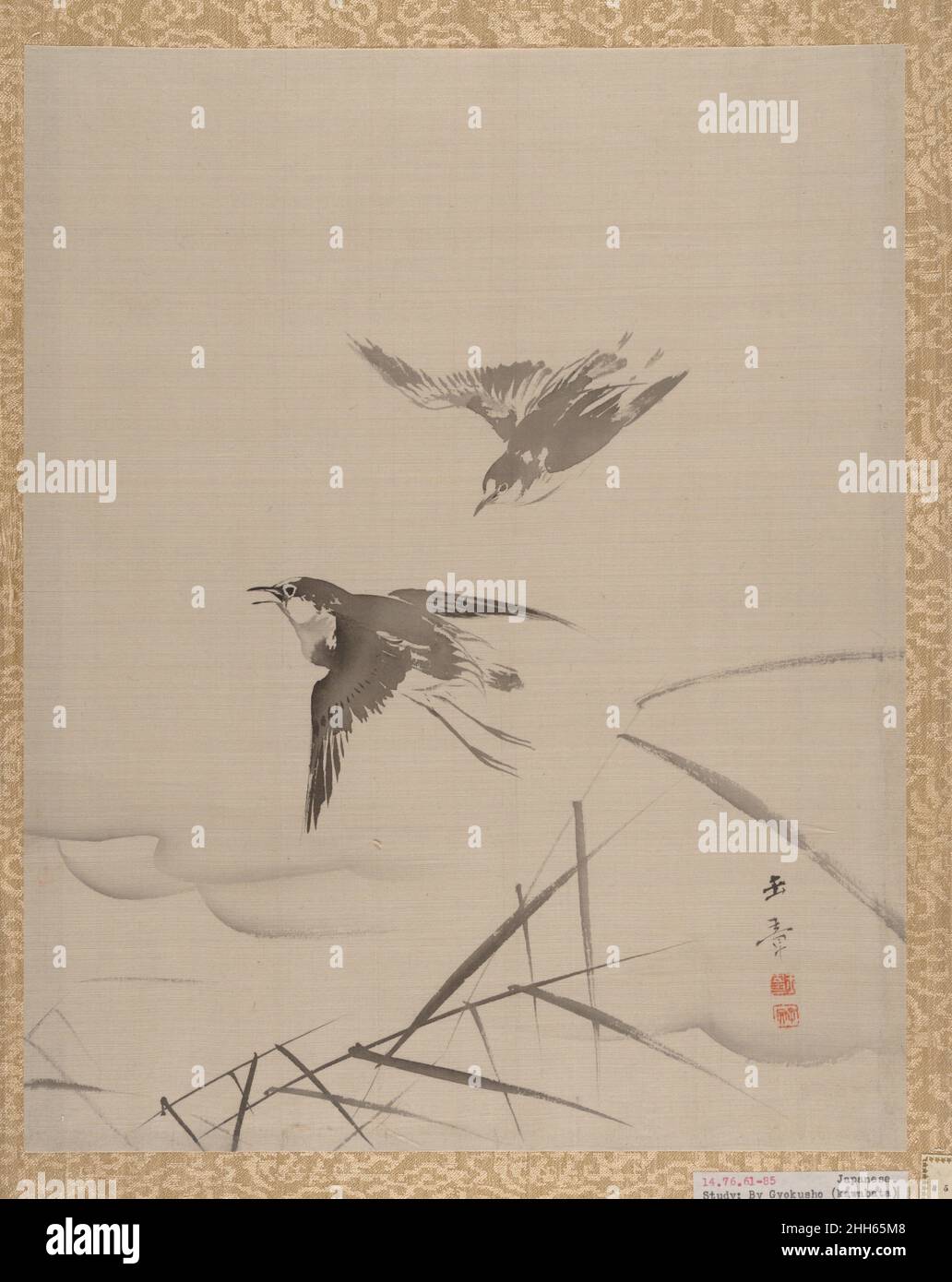 Petits oiseaux et bambou 1887–92 Kawabata Gyokushō Japonais.Petits oiseaux et bambou 54745 Banque D'Images