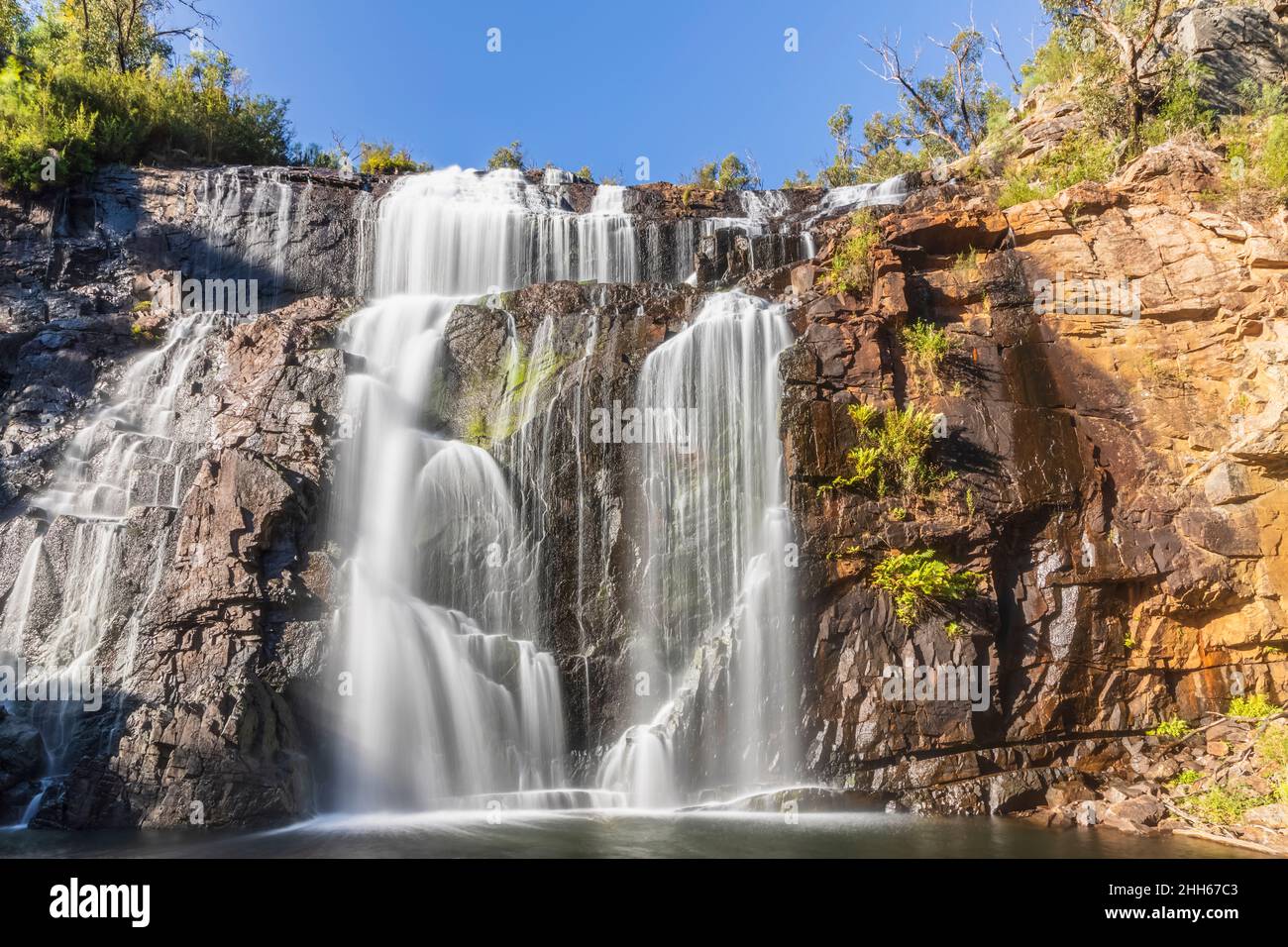 Australie, Victoria, Halls Gap, exposition longue des chutes MacKenzie dans le parc national des Grampians Banque D'Images