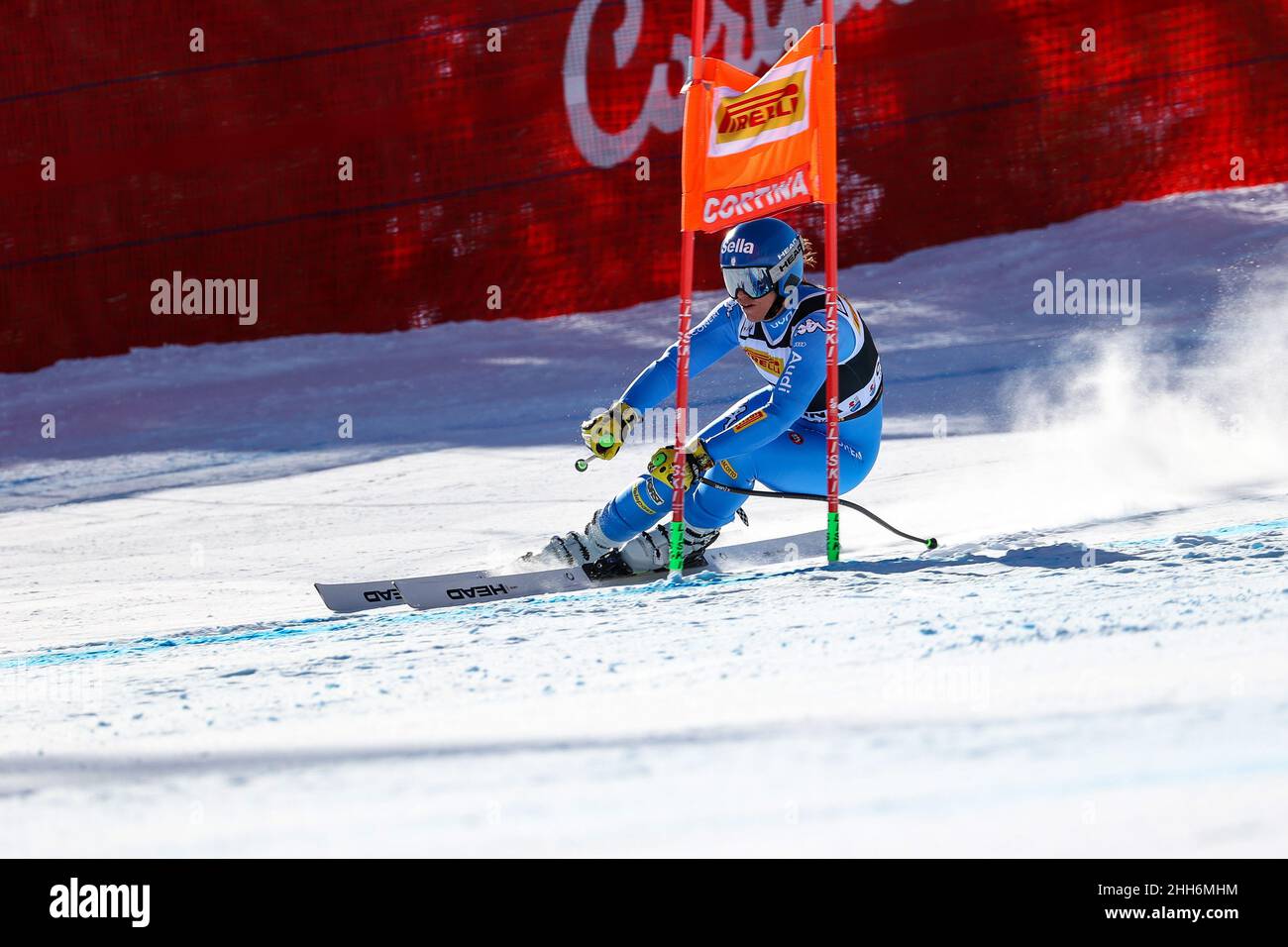 Olympia Slope, Cortina d&#39;Ampezzo, Italie, 23 janvier 2022,Elena Curtoni (ITA) lors de la coupe du monde de ski 2022 FIS - femmes Super Giant - course de ski alpin Banque D'Images