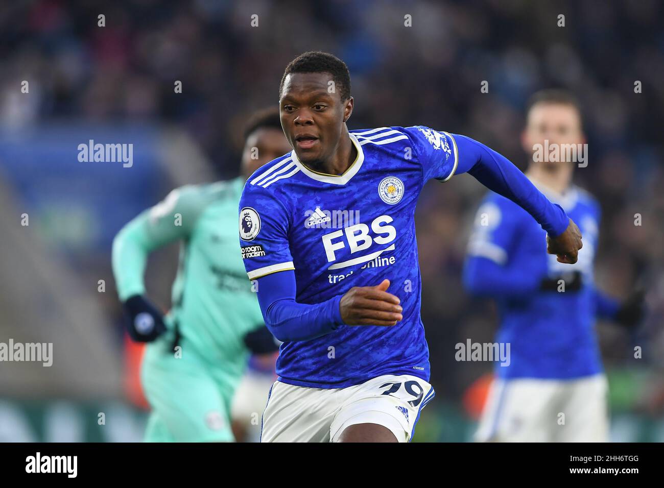 LEICESTER, ROYAUME-UNI.23rd JANV. Patson Daka de Leicester City lors du match Premier League entre Leicester City et Brighton et Hove Albion au King Power Stadium de Leicester le dimanche 23rd janvier 2022.(Credit: Jon Hobley | MI News) Credit: MI News & Sport /Alay Live News Banque D'Images