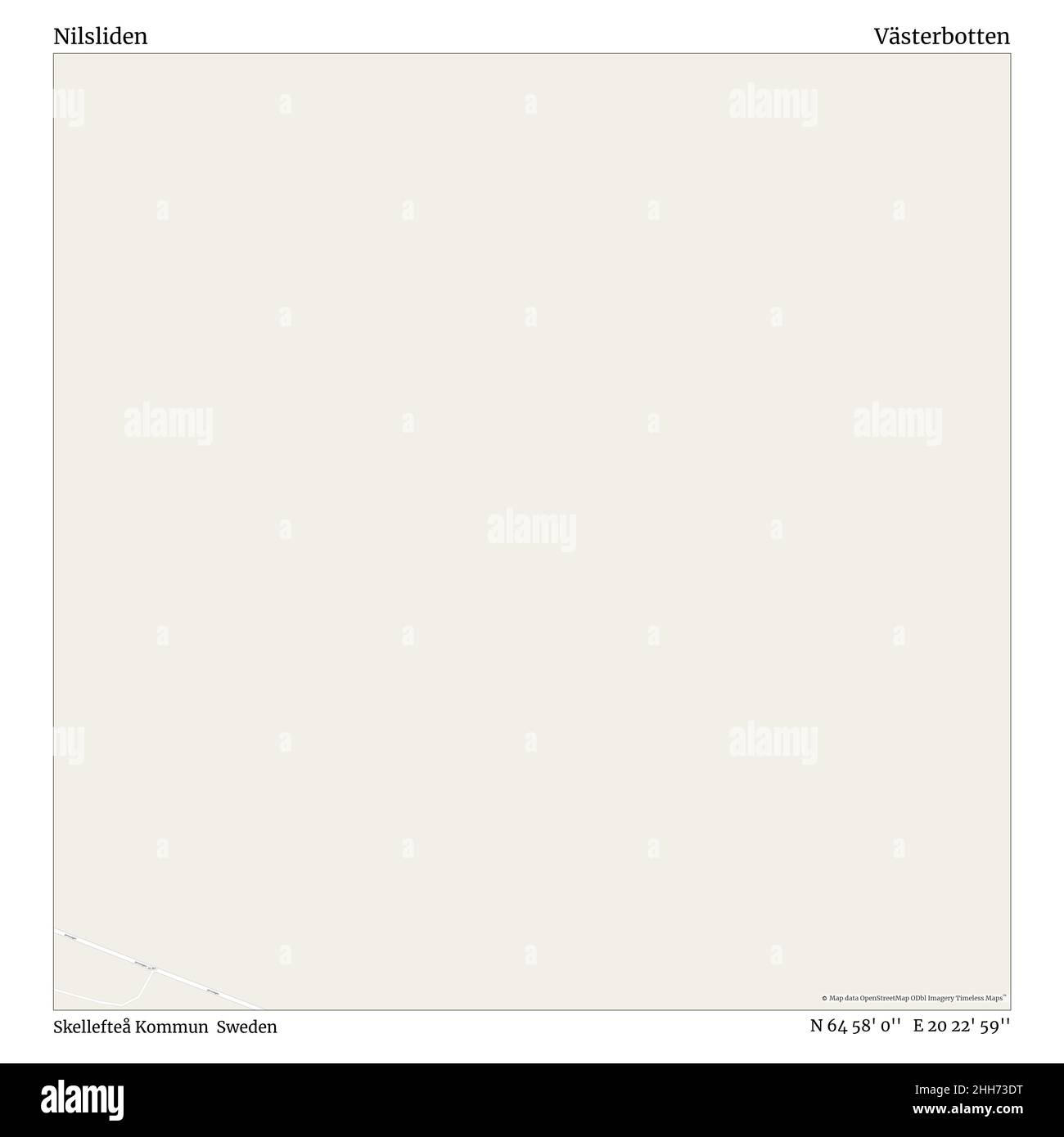 Nilsliden, Skellefteå Kommun, Suède, Västerbotten, N 64 58' 0'', E 20 22' 59'', carte, carte intemporelle publiée en 2021.Les voyageurs, les explorateurs et les aventuriers comme Florence Nightingale, David Livingstone, Ernest Shackleton, Lewis et Clark et Sherlock Holmes se sont appuyés sur des cartes pour planifier leurs voyages dans les coins les plus reculés du monde. Timeless Maps dresse la carte de la plupart des sites du monde, montrant ainsi la réalisation de grands rêves. Banque D'Images