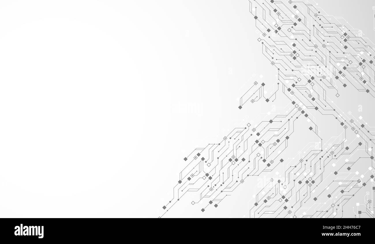 Résumé de la technologie de circuit imprimé texture background. La haute technologie futuristic circuit board banner papier peint. Les données numériques. Électronique Génie Banque D'Images