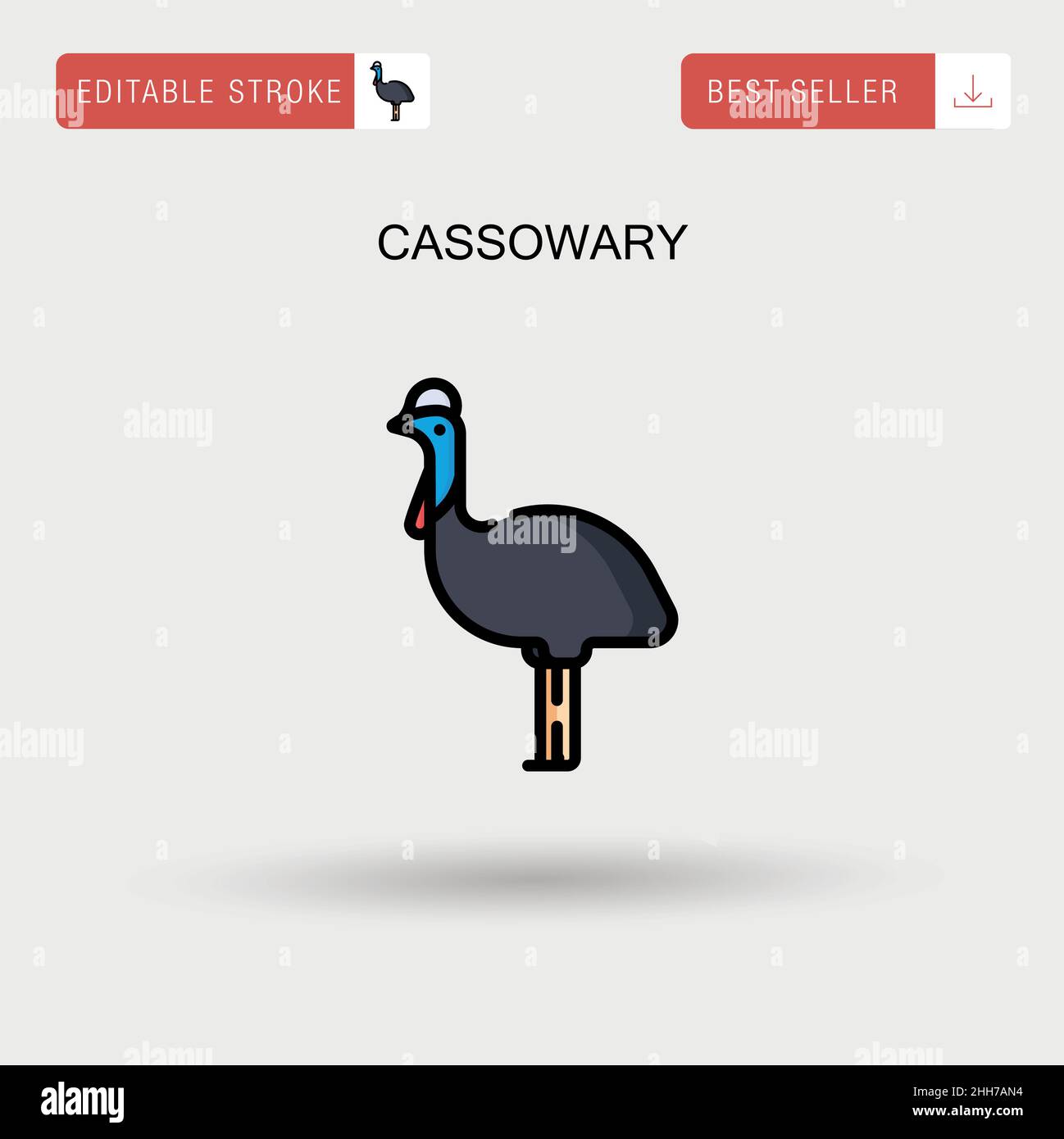 Icône de vecteur simple Cassowary. Illustration de Vecteur