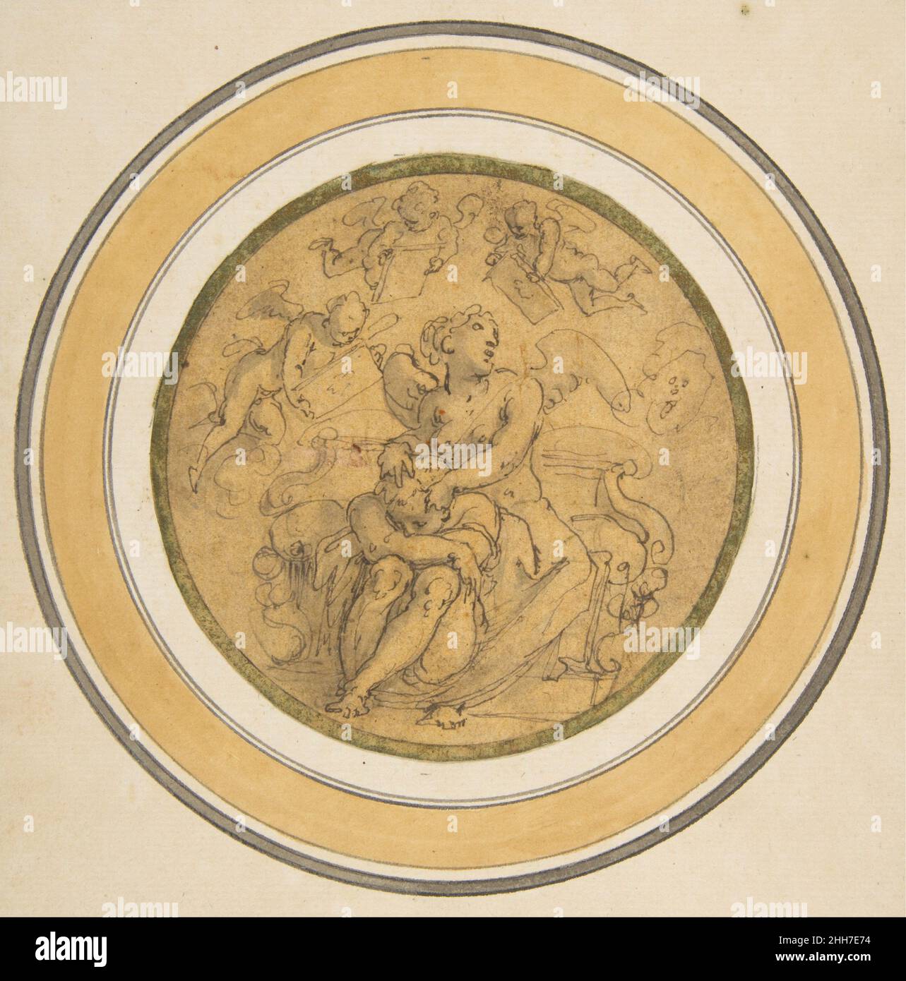 Allégorie du sommeil ca.1570 Giorgio Vasari Italien les deux croquis rapides avec l'allégorie de l'oubli (suivant no67.95.3) et l'allégorie du sommeil (suivant n°67.95.4) ont été exécutés en stylo et encre brune par l'artiste et historien de la Renaissance Giorgio Vasari d'une manière rapide et spontanée pour enregistrer ses idées pour un plafond ou une décoration murale.En 1981, Julian Kliemann a fait remarquer que les dessins allégoriques de Vasari au Metropolitan Museum of Art correspondent à deux sections d'une décoration de plafond d'une chambre (éventuellement pour Francesco I de' Medici) planifiée par Vincenzo Borghini dans un texte da Banque D'Images