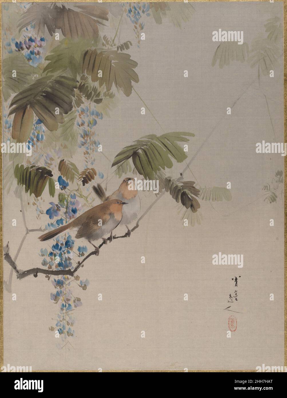 Oiseaux et fleurs ca.1887 Watanabe Seitei Japonais.Oiseaux et fleurs 54671 Banque D'Images