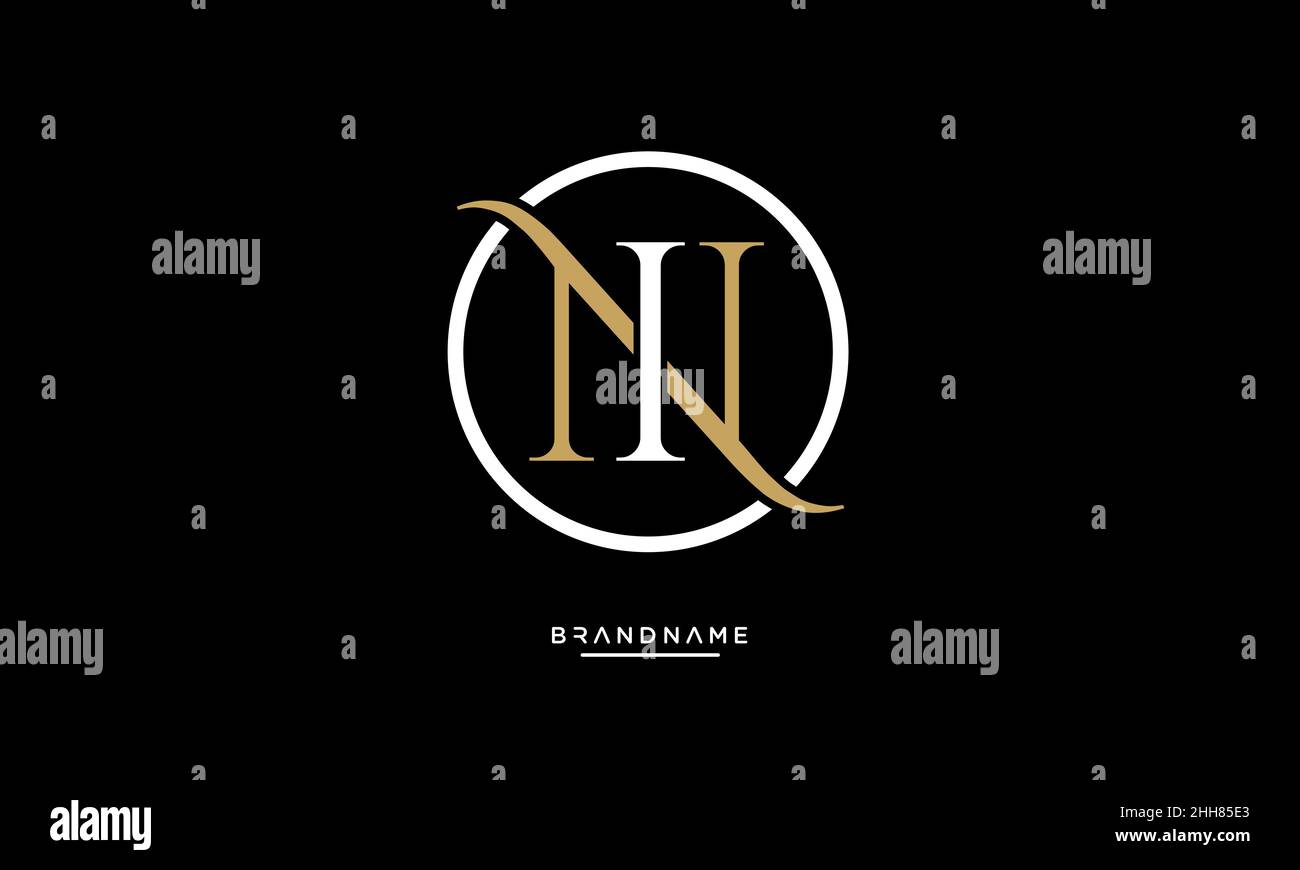 Lettres alphabétiques ni, DANS logo Emblem Monogram Illustration de Vecteur