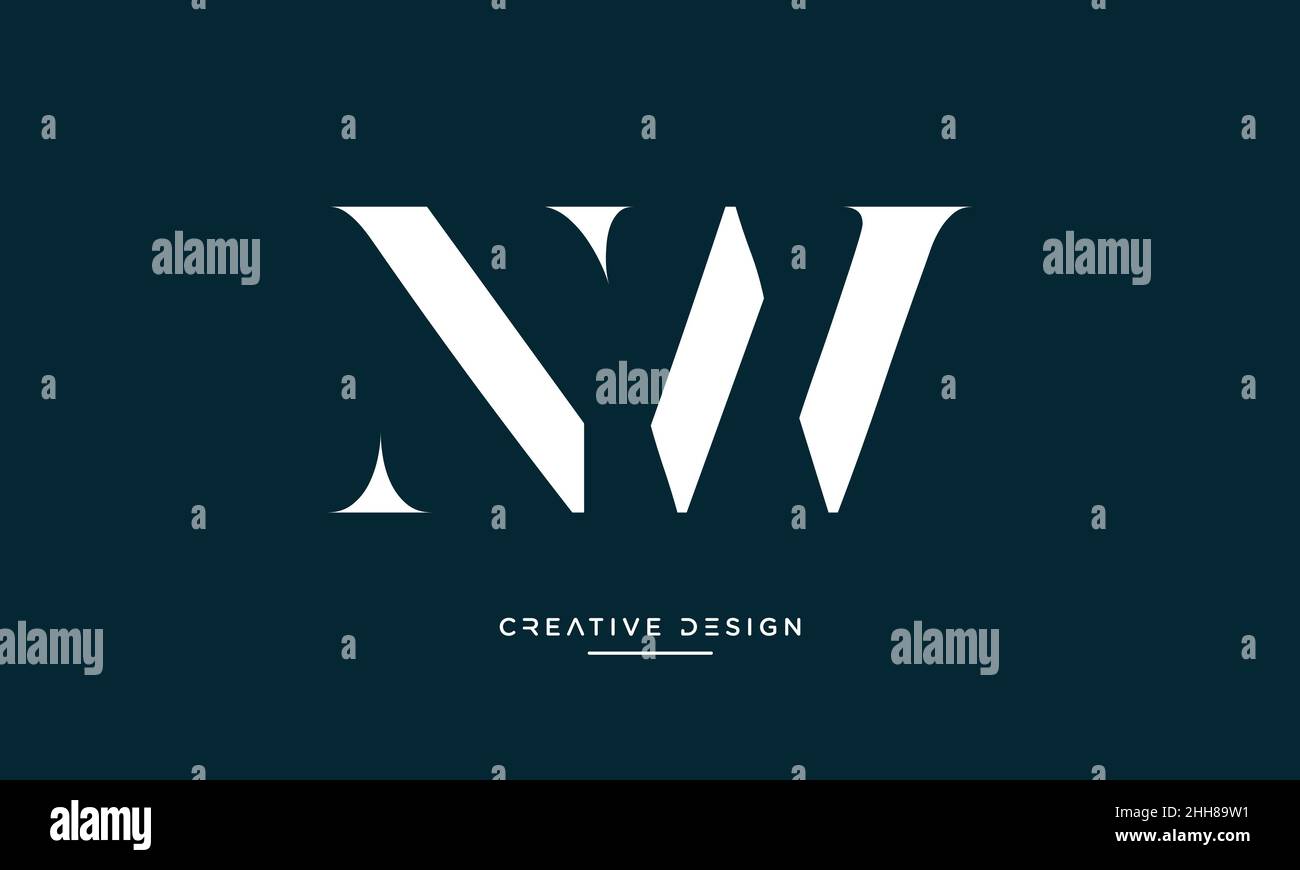 NW, WN lettres Alphabet Abstract logo Emblem Monogram Illustration de Vecteur
