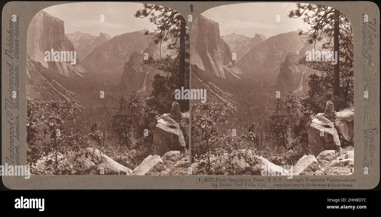 [Groupe de 23 vues Stereograph de Yosemite Valley logée dans la boîte de l'éditeur original] ca.1902 Underwood & Underwood American.[Groupe de 23 vues stéréographiques de Yosemite Valley dans la boîte de l'éditeur original].Inconnu (américain). Env.1902. Impressions d'argent par albumine.Sous-bois et sous-bois (américain).Photographies Banque D'Images