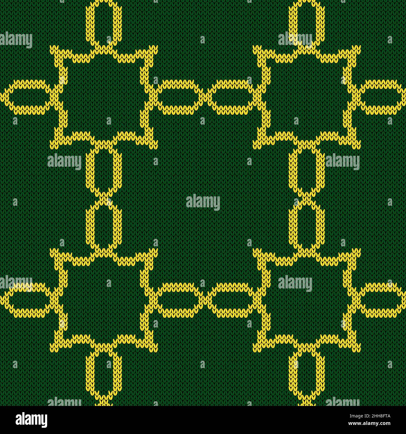 Tricot sans couture orné de teintes vertes et jaunes, motif vectoriel comme texture de tissu, pour le tissu écossais, les vêtements, les couvertures et autres Illustration de Vecteur