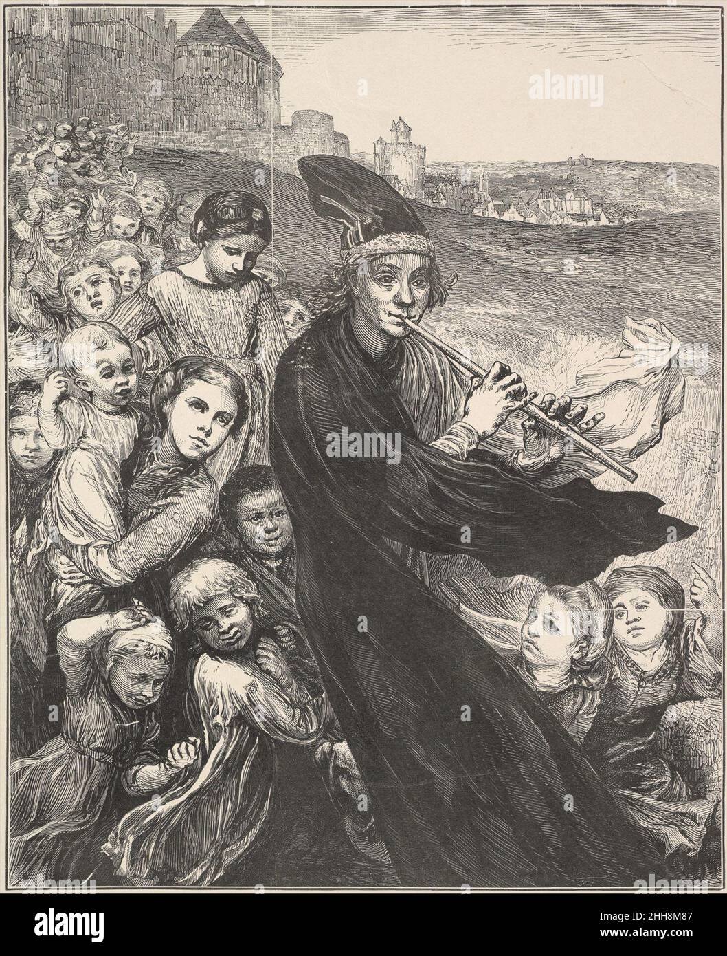 The pied Piper of Hamelin 1868 Henry Marsh American.The pied Piper of Hamelin 381680 artiste: Henry Marsh, américain, 1826?1912, artiste: After John la Farge, américain, New York 1835?1910 Providence, Rhode Island, The pied Piper of Hamelin, 1868, gravure en bois, Bloc: 6 11/16 x 5 7/16 po.(17 x 13,8 cm) feuille : 9 1/2 x 7 15/16 po.(24,1 x 20,2 cm).Metropolitan Museum of Art, New York.Fonds Rogers, 1921 (21.65.4) Banque D'Images