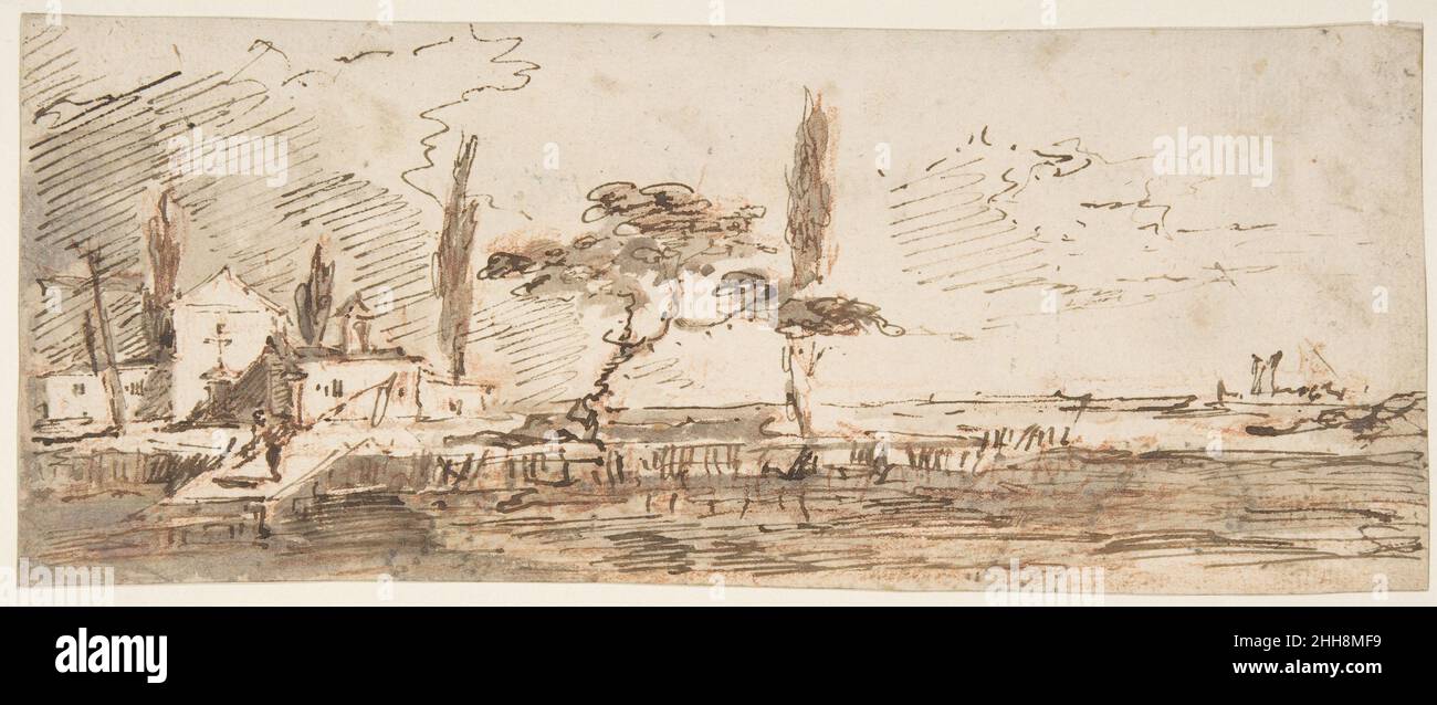 L'île d'Anconetta (recto); deux pieds portant des chaussures pointues (verso) 1712–93 Francesco Guardi Italian.L'île d'Anconetta (recto); deux pieds portant des chaussures pointues (verso) 338947 Banque D'Images