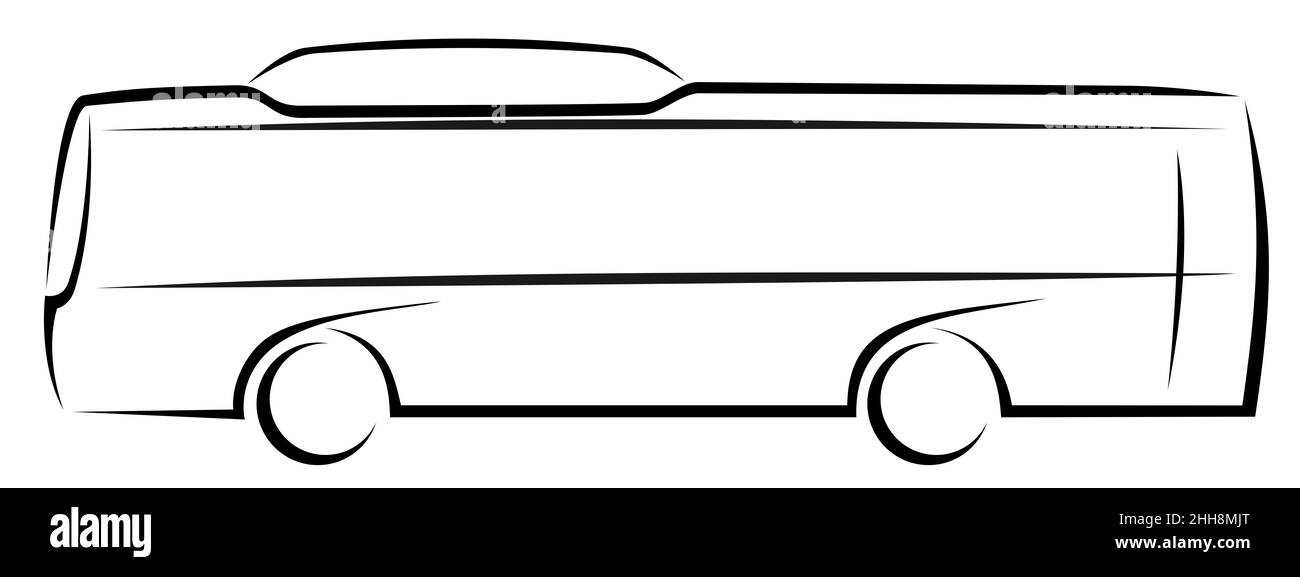 Illustration vectorielle d'un autobus urbain fonctionnant sur un carburant alternatif comme le GNC, l'électricité ou l'hydrogène avec deux essieux Banque D'Images