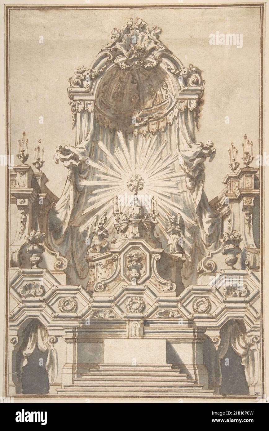 Conception encadrée pour un autel ca.1710–20 Giuseppe Galli Bibiena Italien.Conception encadrée pour un autel 340330 Banque D'Images