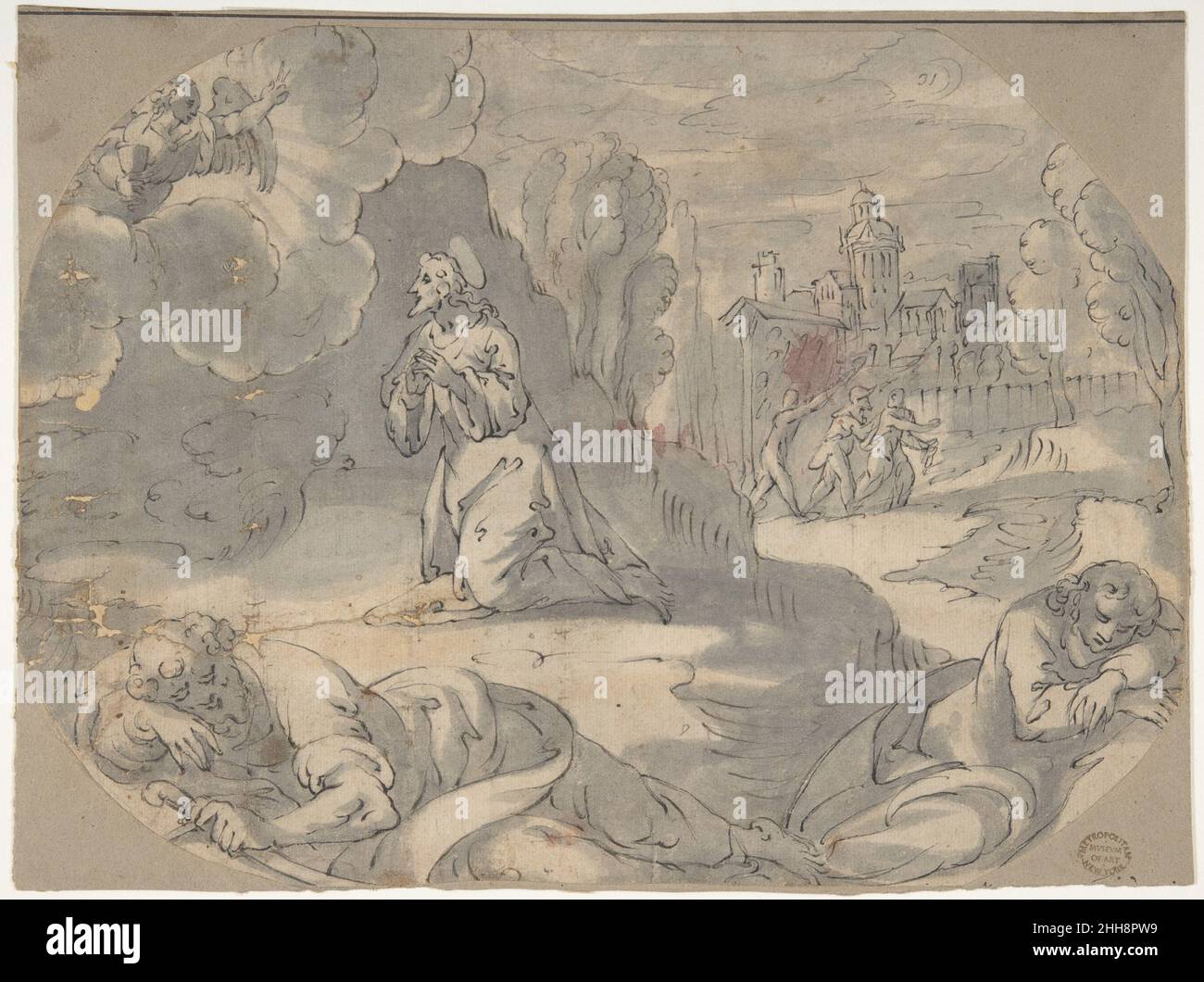 Christ dans le jardin de Gethsemane (Matthieu 26:36-46) ca.1600 Anonyme, allemand, 16th siècle allemand.Christ dans le jardin de Gethsemane (Matthieu 26:36-46) 334858 Banque D'Images