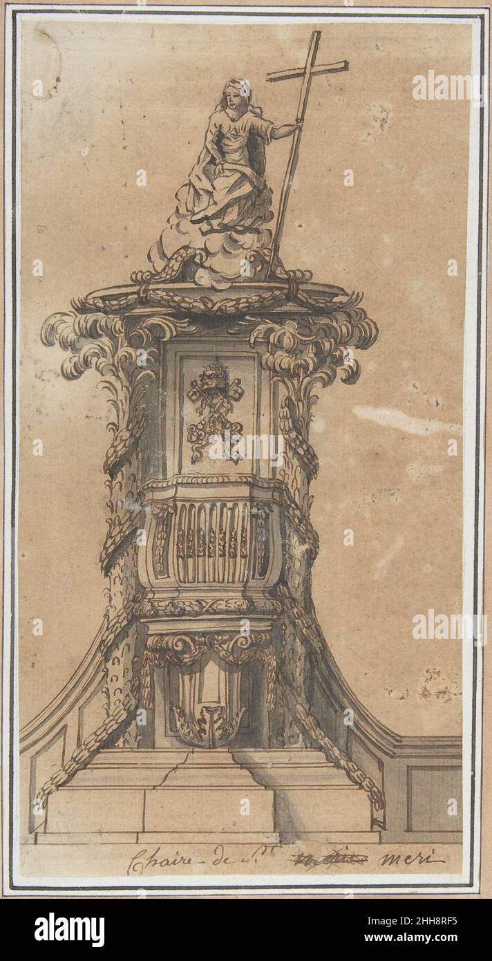 Design pour Pulpit avec Papal Tiara 18th Century Anonyme, Français, 18th Century Français.Design pour Pulpit avec Papal Tiara 346250 Banque D'Images