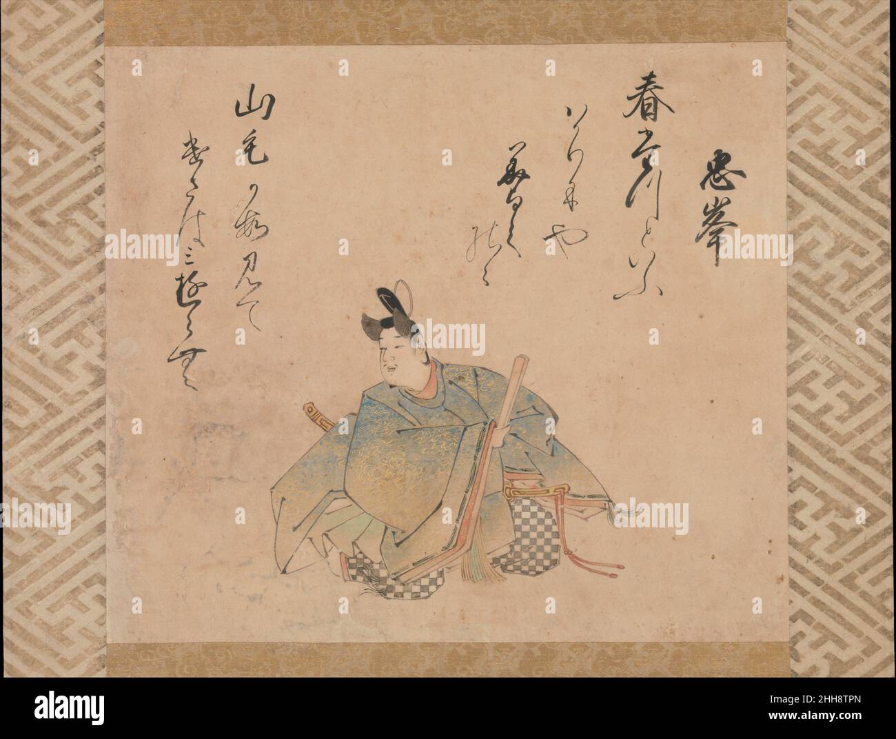 Le poète Mibu no Tadamine, d'un ensemble de feuilles d'album illustrant les trente-six Immortels poétiques début 17th siècle Iwasa Matabei Japonais pour l'élite japonaise, la poésie était la quintessence littéraire expérience.Idéalisés et profondément admirés, les poètes ont souvent été commémorés en portraits.Au début du XIe siècle, Fujiwara Kintō (966–1041) a sélectionné trente-six poètes 'immortels' du passé, et leurs images sont devenues un thème populaire dans la tradition de peinture yamato-e.Cette photo, qui faisait partie à l'origine d'un ensemble de feuilles d'album des trente-six poètes, est attribuée à Iwasa Matabei (1578-1650), Banque D'Images