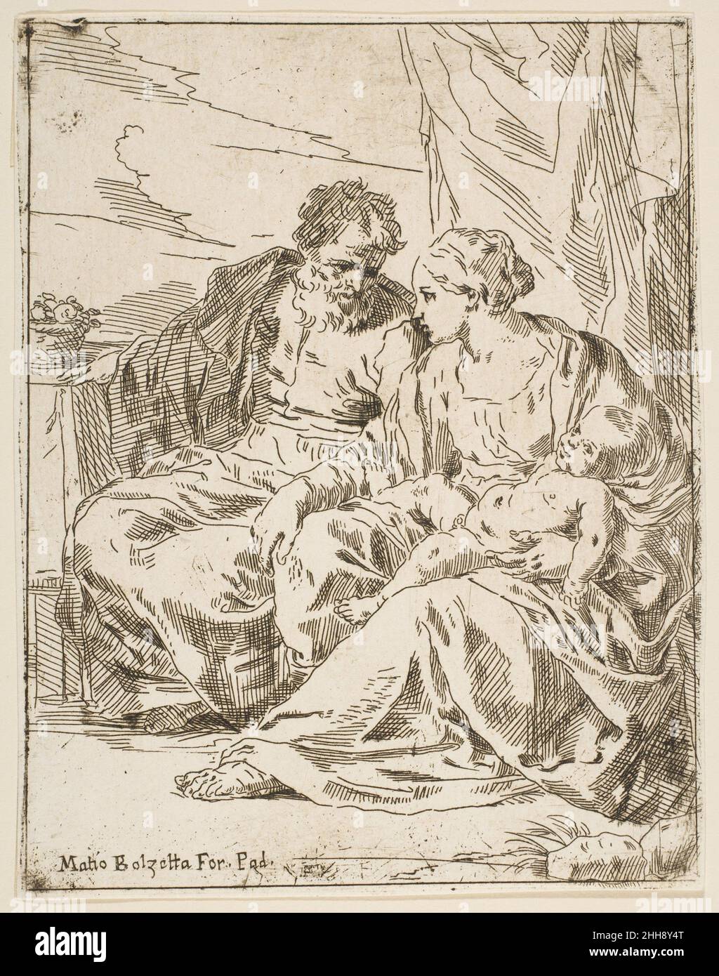 Reposez-vous sur le vol en Égypte, Marie tenant le bébé Christ tandis que Saint Joseph pointe dans la distance, copie après Cantarini ca.1637–1639 ou après Simone Cantarini Italian.Reposez-vous sur le vol vers l'Égypte, Marie tenant le bébé Christ tandis que Saint Joseph pointe dans la distance, copie après Cantarini 341481 Banque D'Images