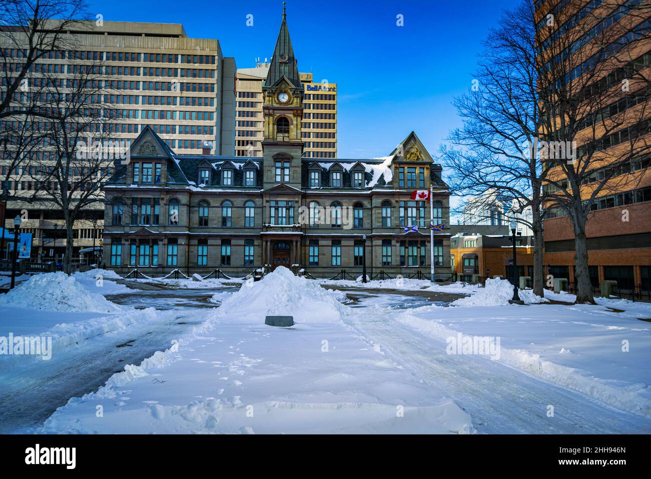 lieu historique national du canada de l'hôtel de ville de halifax au milieu de l'hiver Banque D'Images