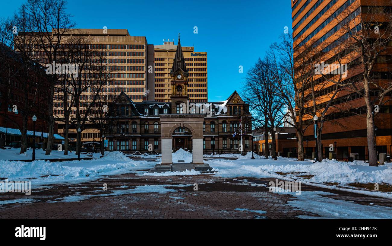 lieu historique national du canada de l'hôtel de ville de halifax au milieu de l'hiver Banque D'Images