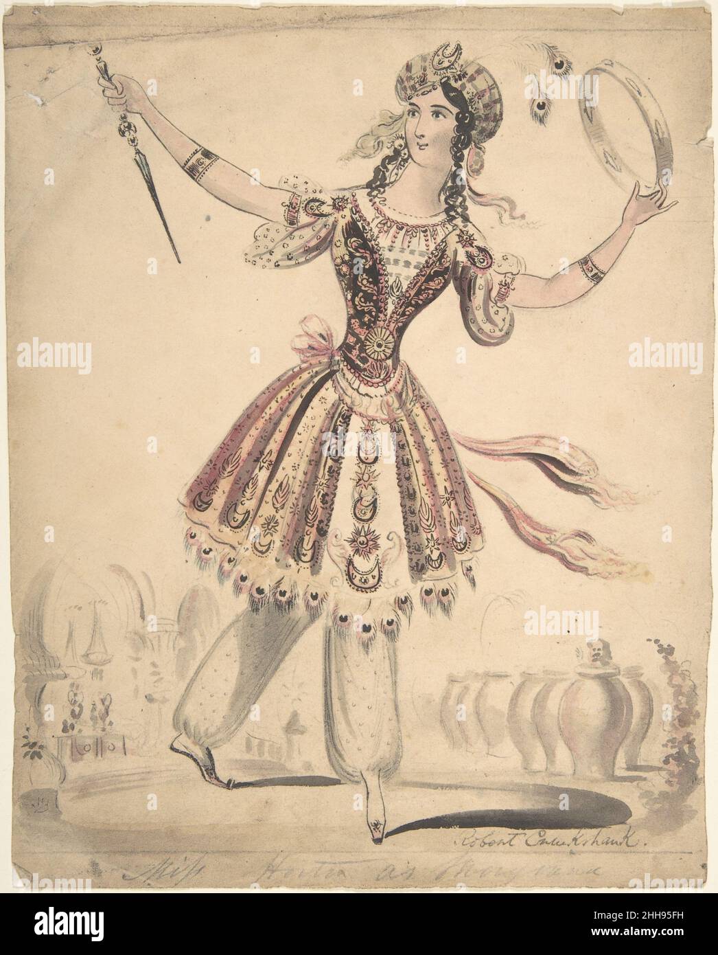Miss Horton comme Morgana 1830–44 Isaac Robert Cruikshank Priscilla Horton (plus tard Reed) est un chanteur et danseur qui est apparu sur la scène de Londres à partir de l'âge de dix ans.En 1837, elle rejoint la société Covent Garden dirigée par William Charles Macready et apparaît ici comme Morgana (Morgan le Fay), la sorcellerie de la légende Arthurienne, peut-être dans l'une des «fée burlesques» populaire sur la scène de Londres à la fin de 1830s.Mlle Horton comme Morgana 365910 Banque D'Images