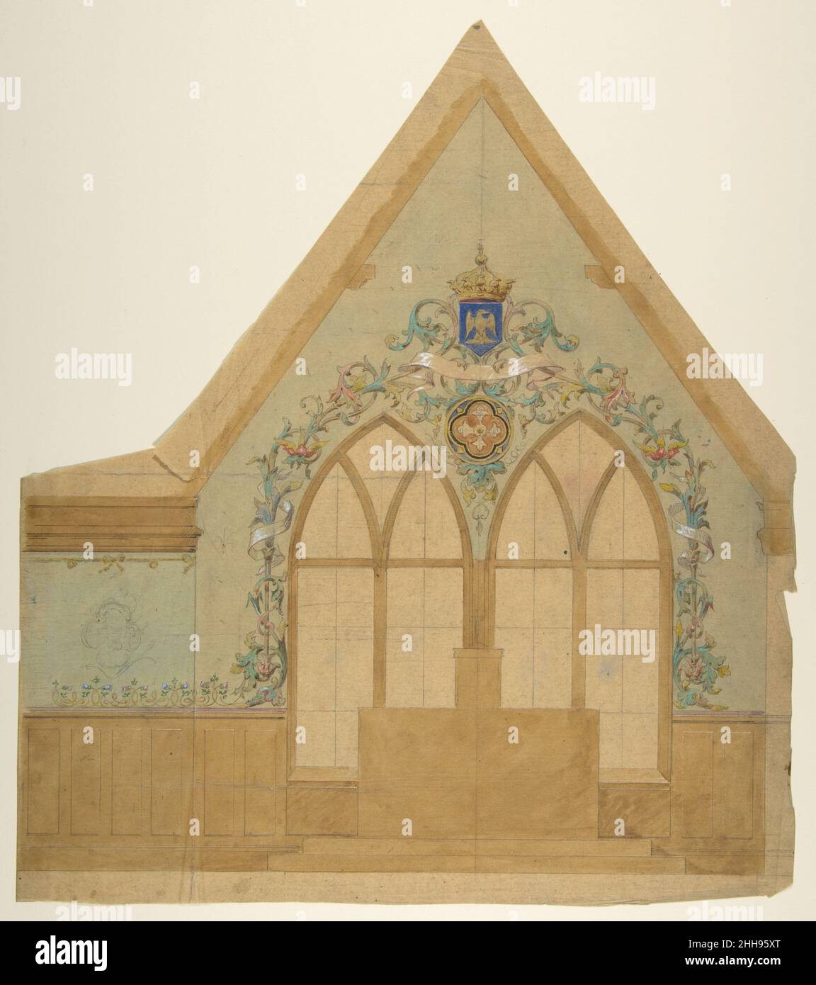 Conception d'un autel Chapelle, Farnborough, Angleterre 1880–86 Jules-Edmond-Charles Lachaise Français.Conception d'un autel Chapelle, Farnborough, Angleterre 349396 Banque D'Images