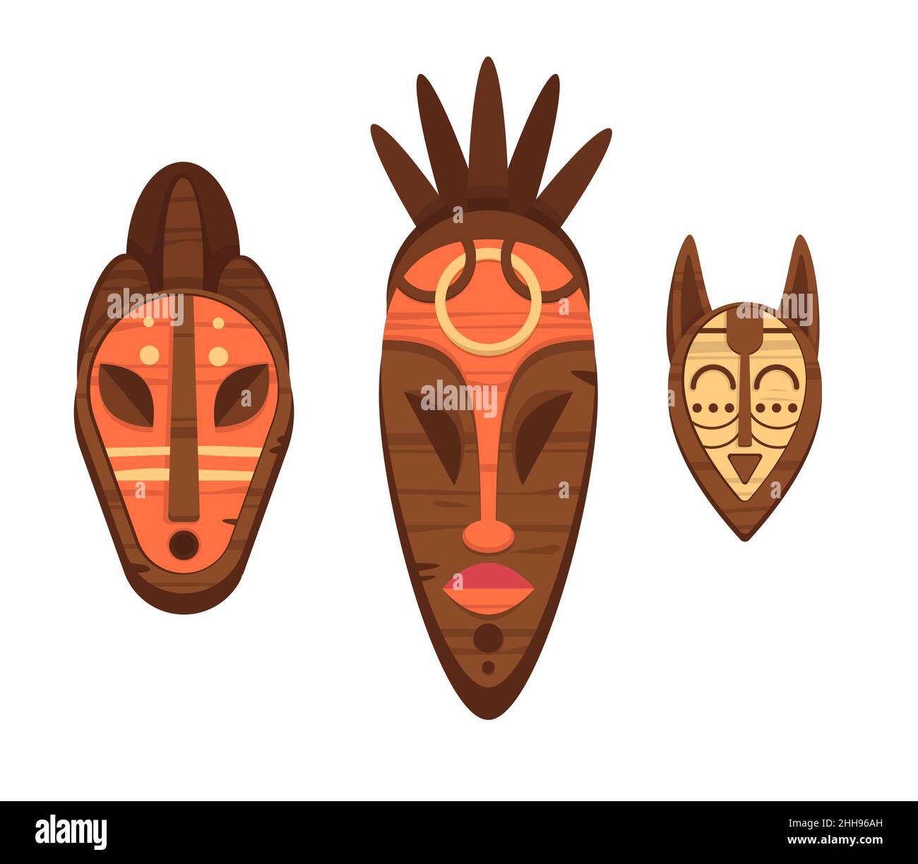 Ensemble de masques africains de style dessin animé vectoriel Illustration de Vecteur