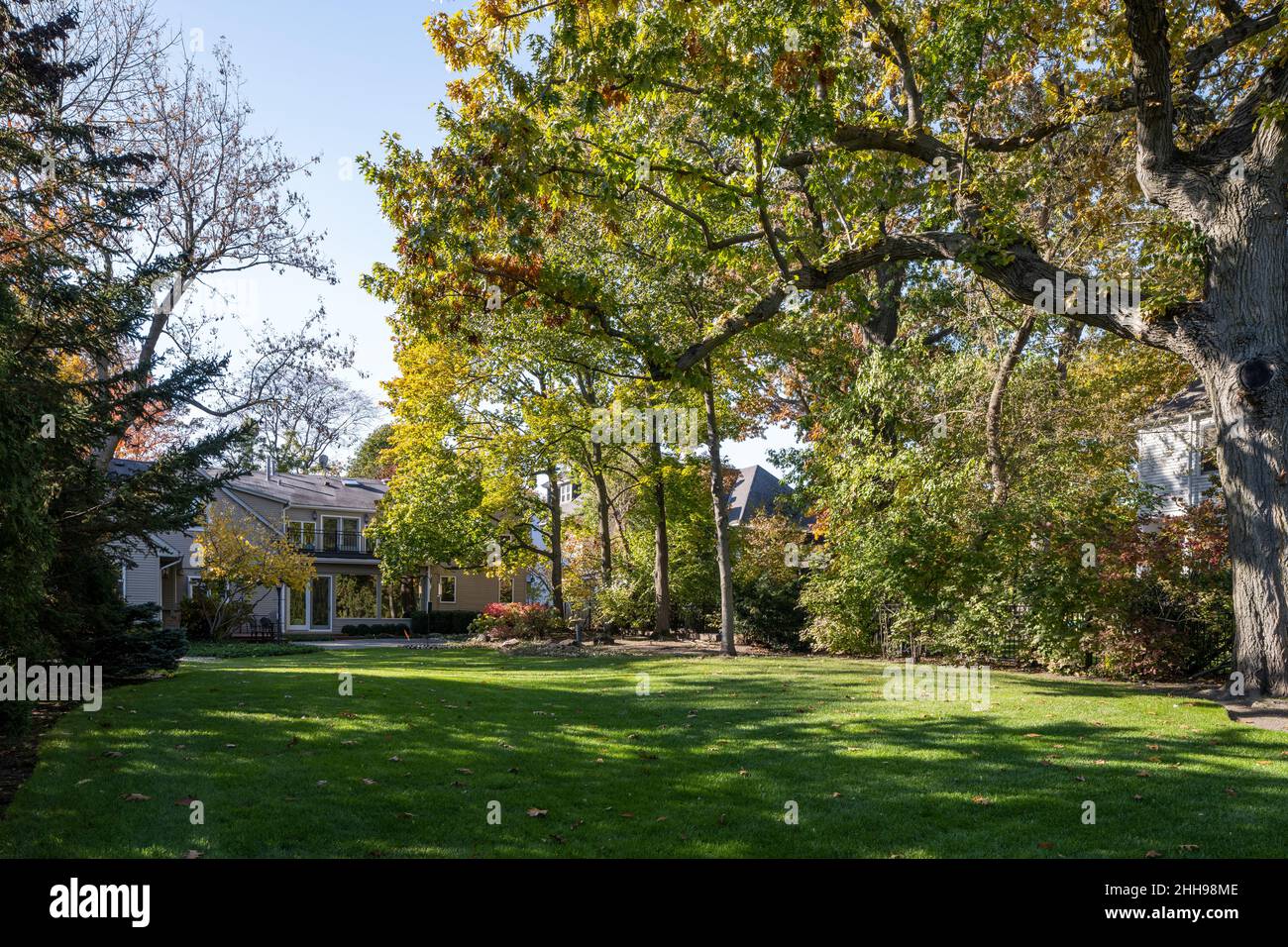 Grande maison de banlieue à Highland Park Banque D'Images
