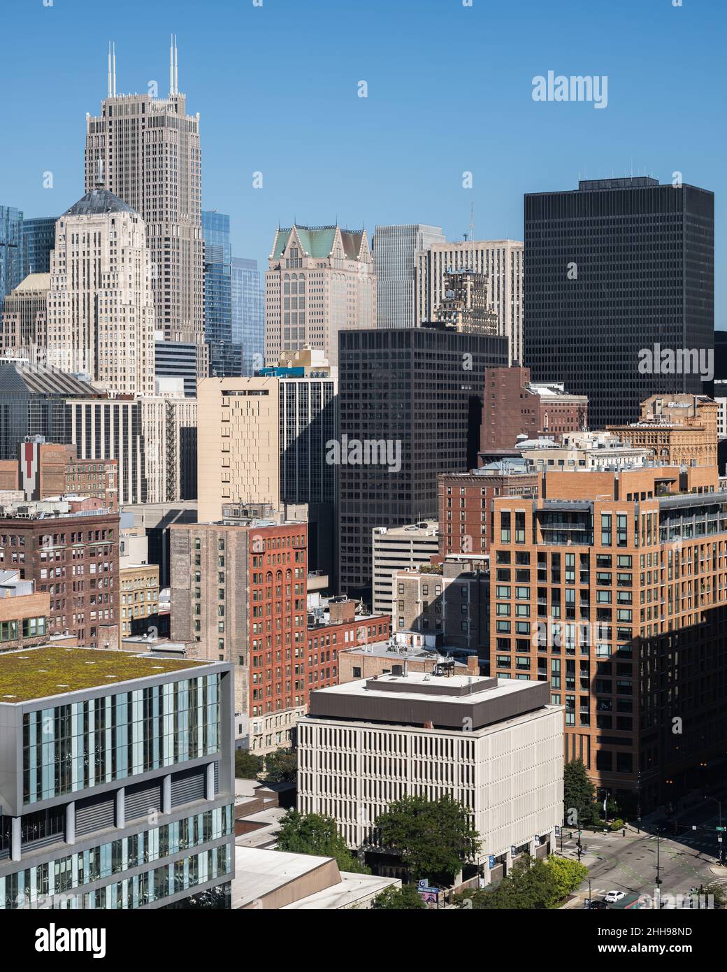 Vue sur le centre-ville de Chicago Banque D'Images