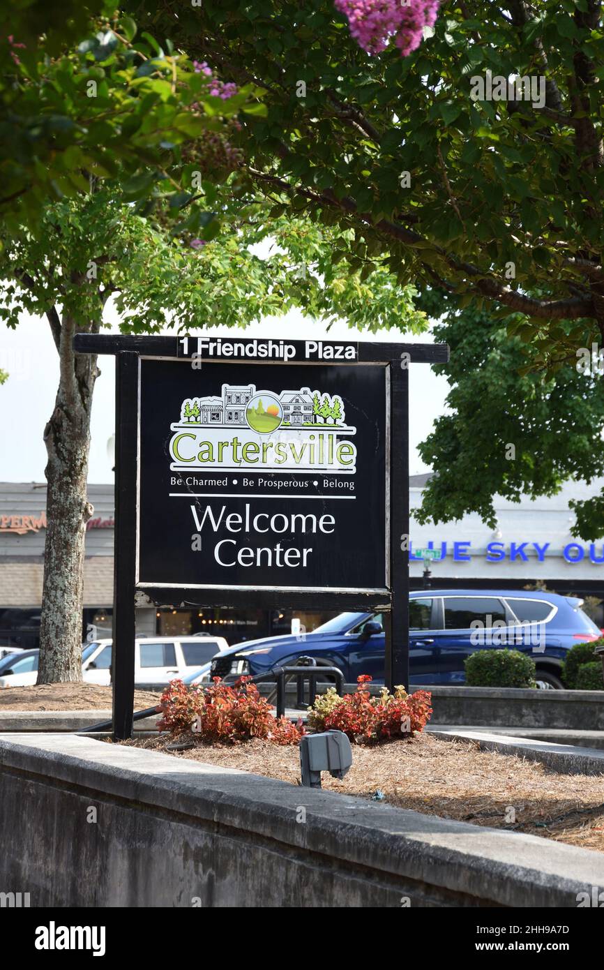 Panneau de bienvenue à Cartersville, Géorgie, États-Unis Banque D'Images