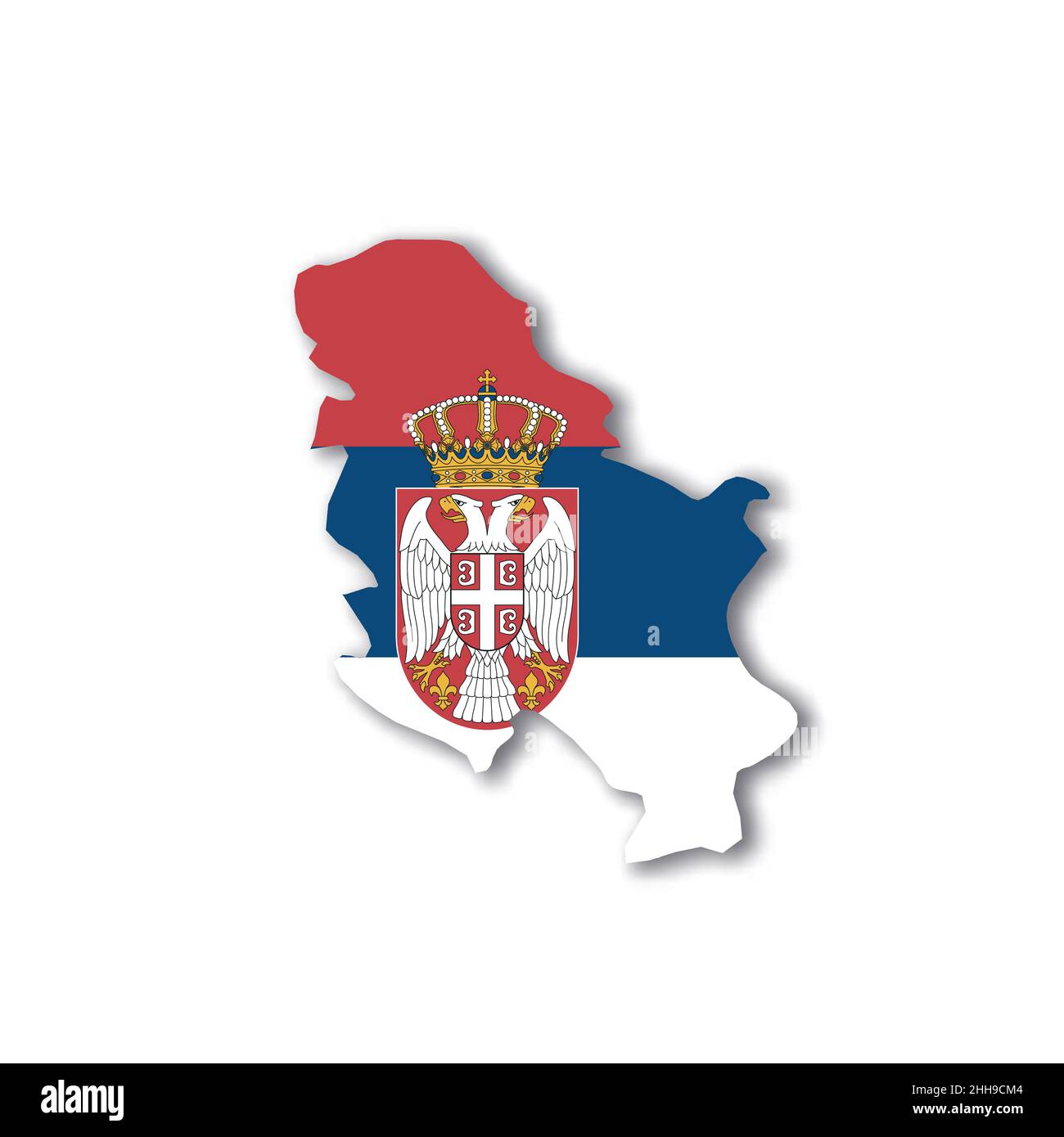Drapeau national de la Serbie en forme de carte de pays Illustration de Vecteur