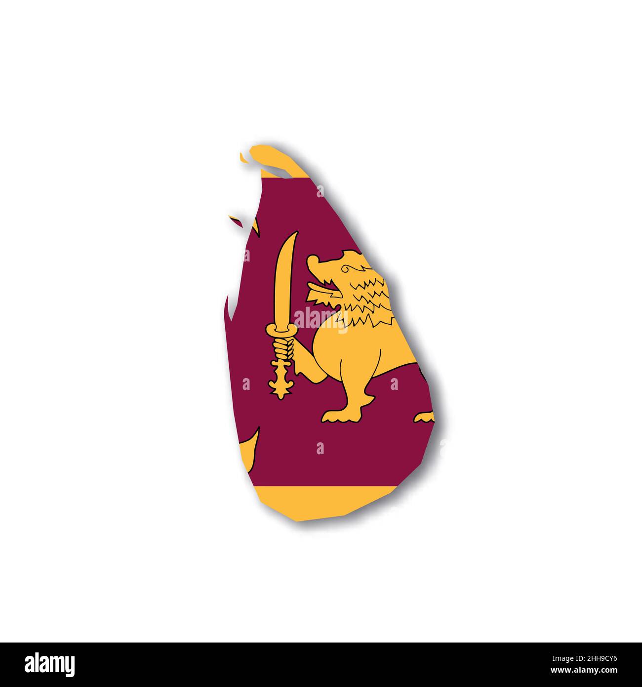 Drapeau national du Sri Lanka en forme de carte de pays Illustration de Vecteur