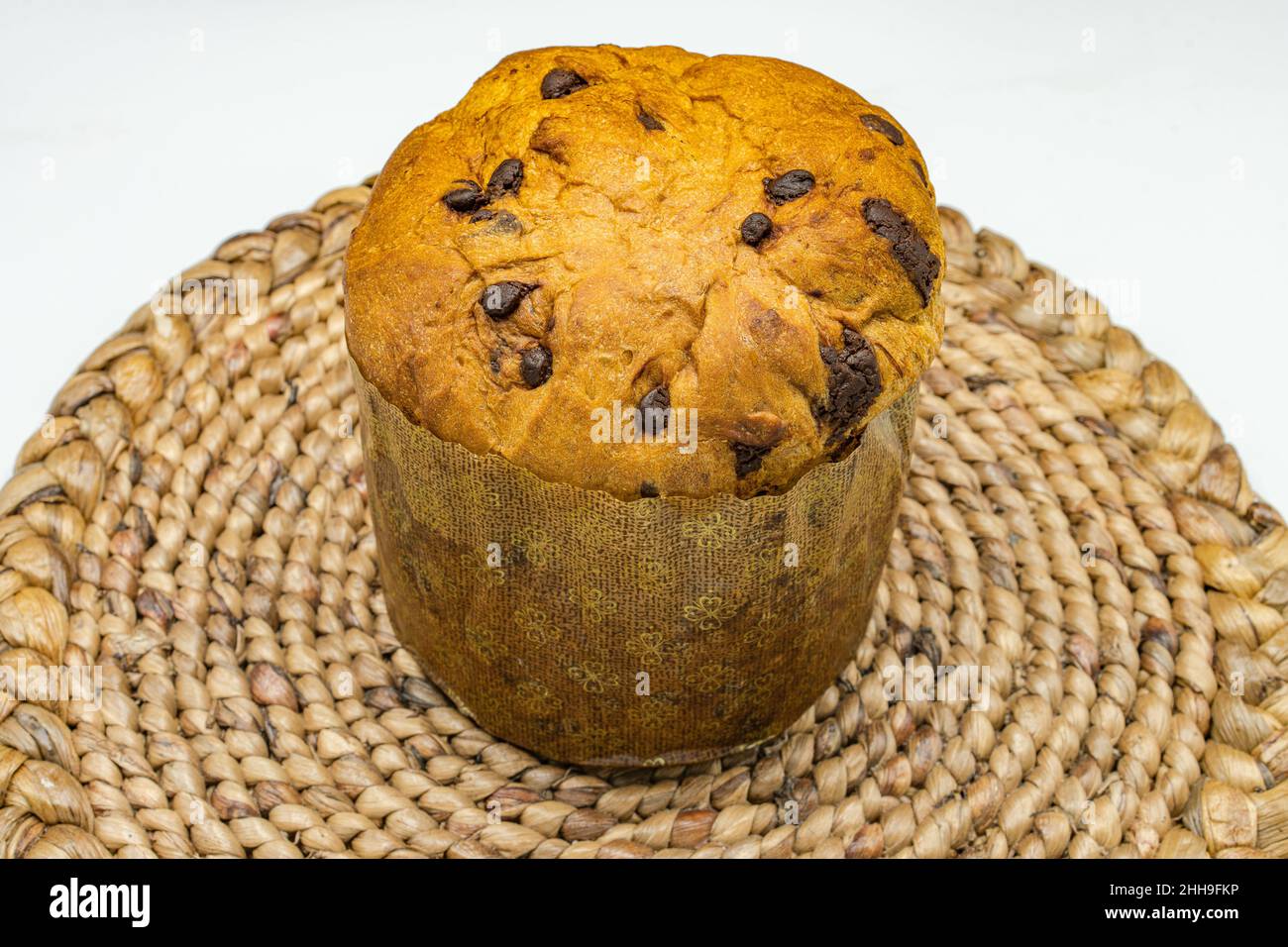 Panettone, pain doux d'origine italienne typique de Noël. Banque D'Images