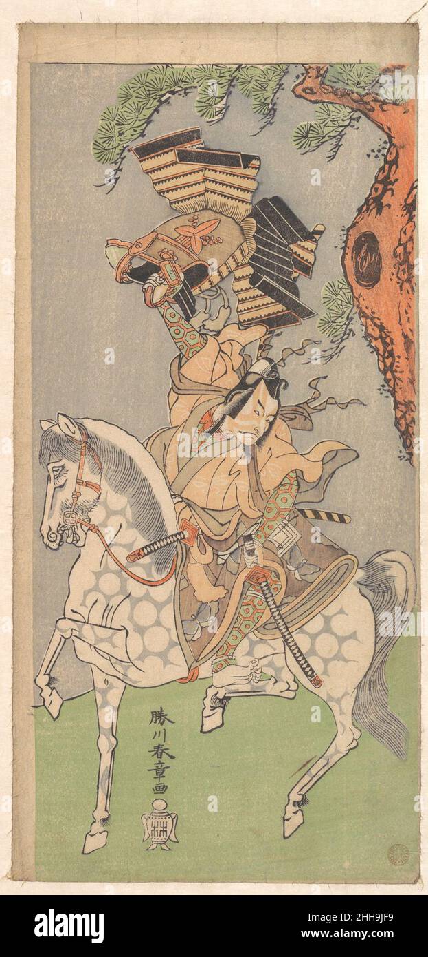 Ichikawa Danjuro V en tant que guerrier monté sur un cheval gris de pommier 1771 Katsukawa Shunshō 勝川春章 Japonais.Ichikawa Danjuro V en tant que guerrier monté sur un cheval gris pommier 37151 Banque D'Images