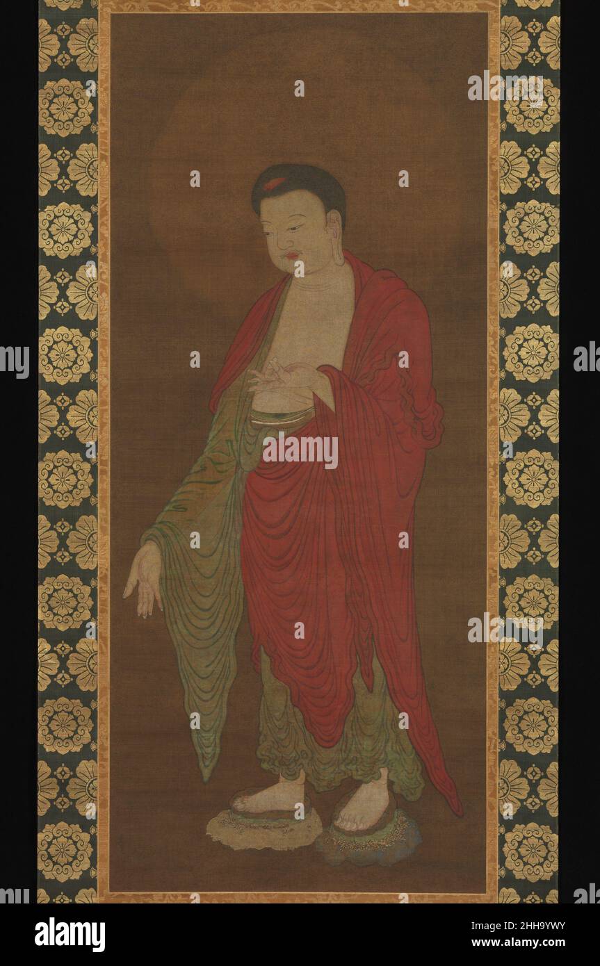 Bouddha Amitabha descendant de sa Terre pure 13th siècle artiste non identifié ce tableau, traditionnellement attribué par les érudits japonais à un peintre bouddhiste de chanson appelé Zhang Sigong, représente le Bouddha Amitabha (J.: Amida) accueillant les âmes dans son Paradis occidental.La drapery de la robe est dessinée dans le style 'nuage de coupering et eau courante', un motif de drapery utilisé par les Chinois pour rappeler l'origine indienne de l'image de Bouddha.la réflectographie infrarouge a révélé les traces suivantes d'une inscription dans le coin inférieur gauche: 'Qingyuanfu, à l'est du pont de Washing Horse..'Depuis le nom Banque D'Images