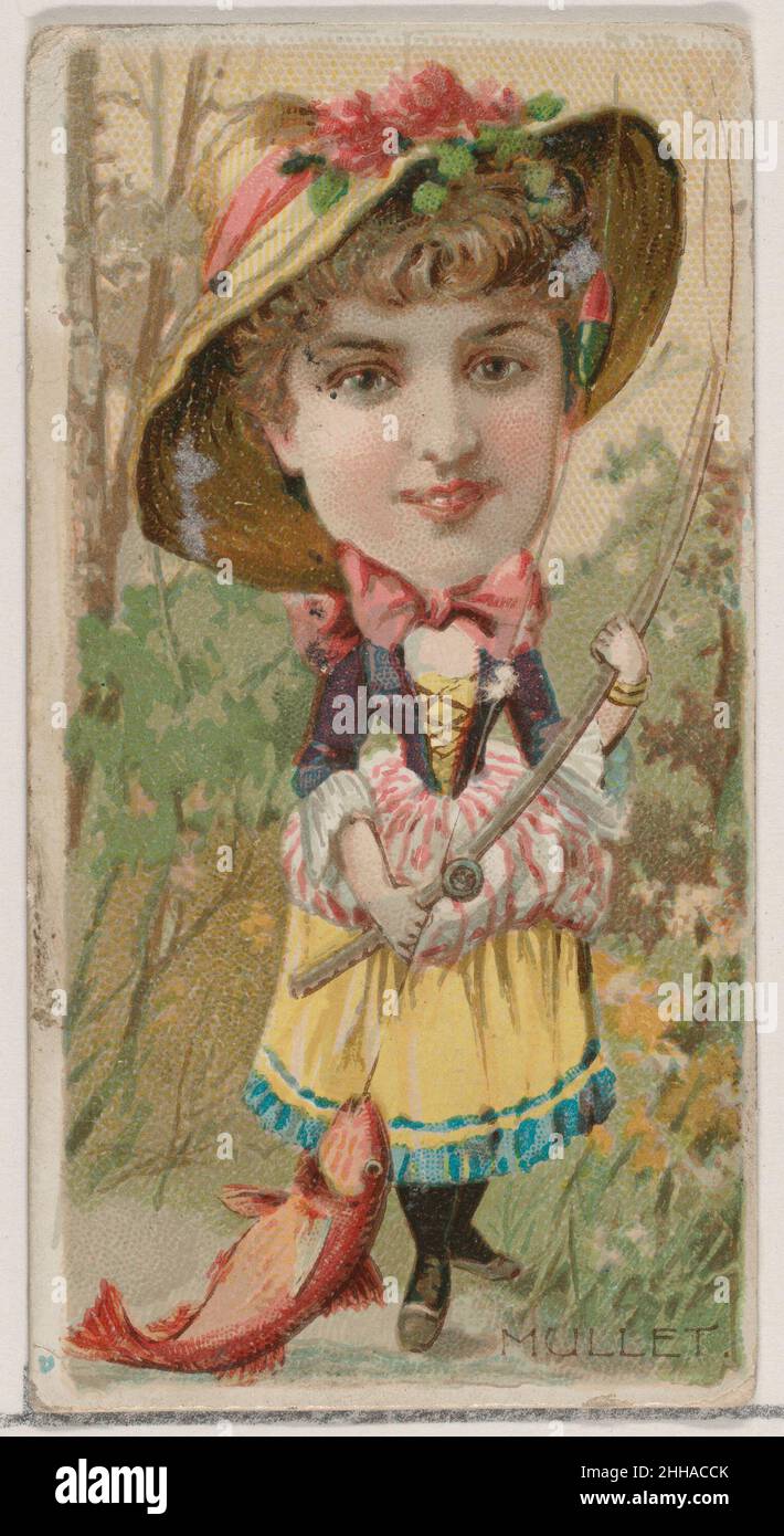 Mulet, de la série Fishers and Fish (N74) for Duke brand cigarettes 1888 Lithography by Knapp & Company American Trade cards from the Fishers and Fish Series (N74), émis dans un jeu de 50 cartes en 1888 pour promouvoir les cigarettes de marque W. Duke Sons & Co.Mulet, de la série Fishers and Fish (N74) pour les cigarettes de marque Duke.1888. Lithographie couleur commerciale.Publié par W. Duke, Sons & Co. (New York et Durham, N.C.) Banque D'Images