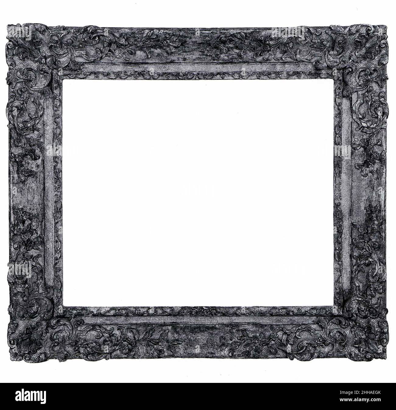 Style Louis XIV cadre Ovolo ca.1860 Français bien que son style soit le début de Louis XIV, la façon dont ce cadre est sculpté recalles cadres en plâtre faits pour les peintres de l'école de Barbizon entre environ 1850 et 1870 (voir 1975,1.2040).L'ornement a l'apparence d'être moulé, et la dorure a un ton rougeâtre.Cadre Ovolo de style Louis XIV.Français ca.1860. Cadre arrière en chêne avec moulures supérieures en chaux.Sculpté, doré, bole brun-rouge...Cadres Banque D'Images