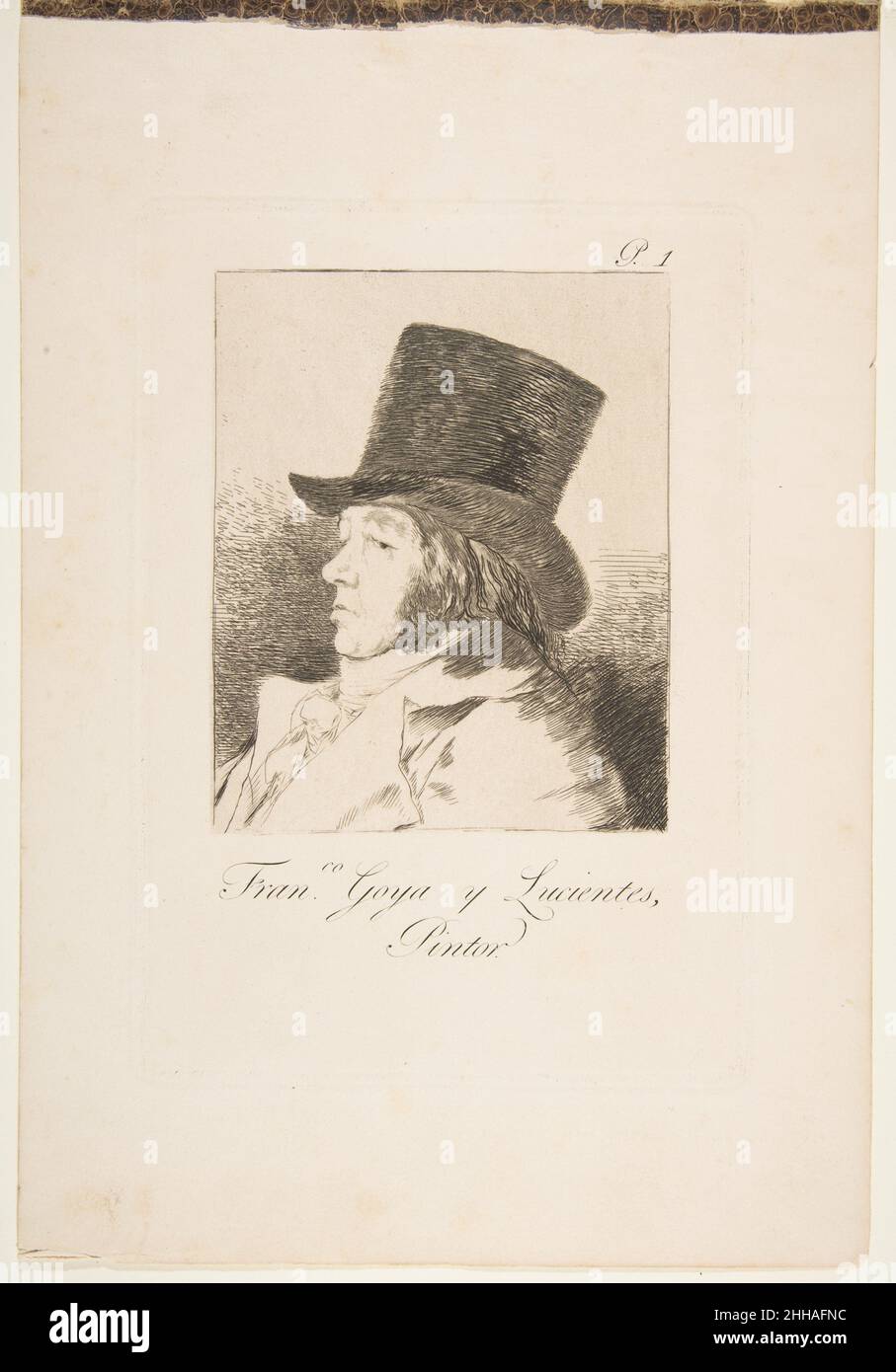 Assiette 1 de 'Los Caprichos': Autoportrait 1799 (publié 1881–86) Goya (Francisco de Goya y Lucientes) Espagnol.Assiette 1 de 'Los Caprichos' : autoportrait 397203 Banque D'Images