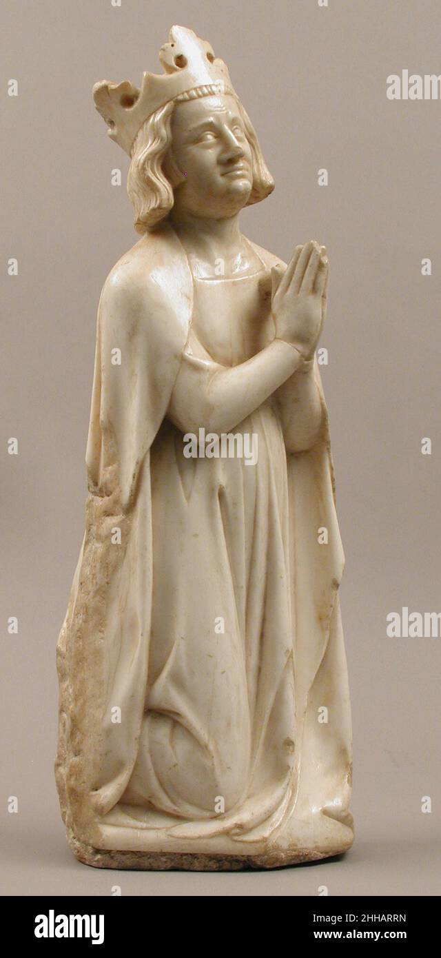 Roi, d'un groupe de donateurs Figures y compris un roi, la reine, et le prince ca.1350 Français ces donateurs royaux de prière peuvent avoir appartenu à un autel ou à une tombe.Sur la base de comparaisons avec des portraits contemporains, les statuettes peuvent représenter Philip VI Valois (d.1350); sa deuxième femme, Blanche de Navarre (d.1398); et l'un de leurs fils, Jean le bon ou Philippe de France.Roi, d'un groupe de donateurs Figures y compris un roi, une reine, et un prince 464367 Français, roi, d'un groupe de donateurs Figures y compris un roi, une reine, et un prince, ca.1350, marbre, traces de peinture et dorure, total : 15 3/4 x 5 13/16 Banque D'Images