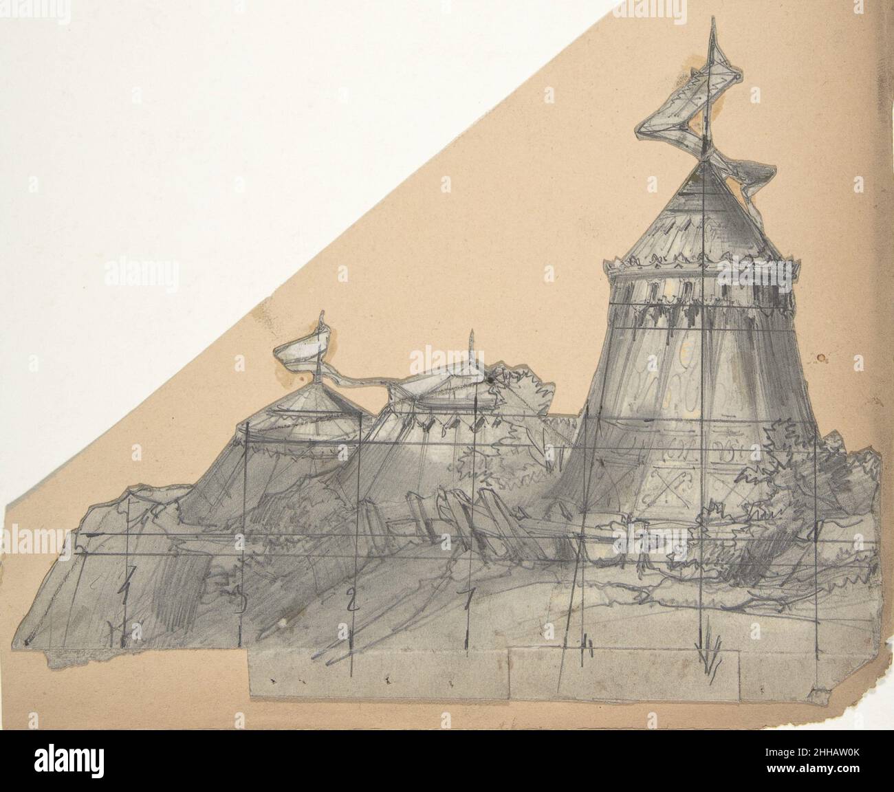 Design pour une scène à l'Opéra, Paris : une tente 1830–90 Eugène Cicéri français.Design pour une scène à l'Opéra, Paris : une tente 358704 Banque D'Images