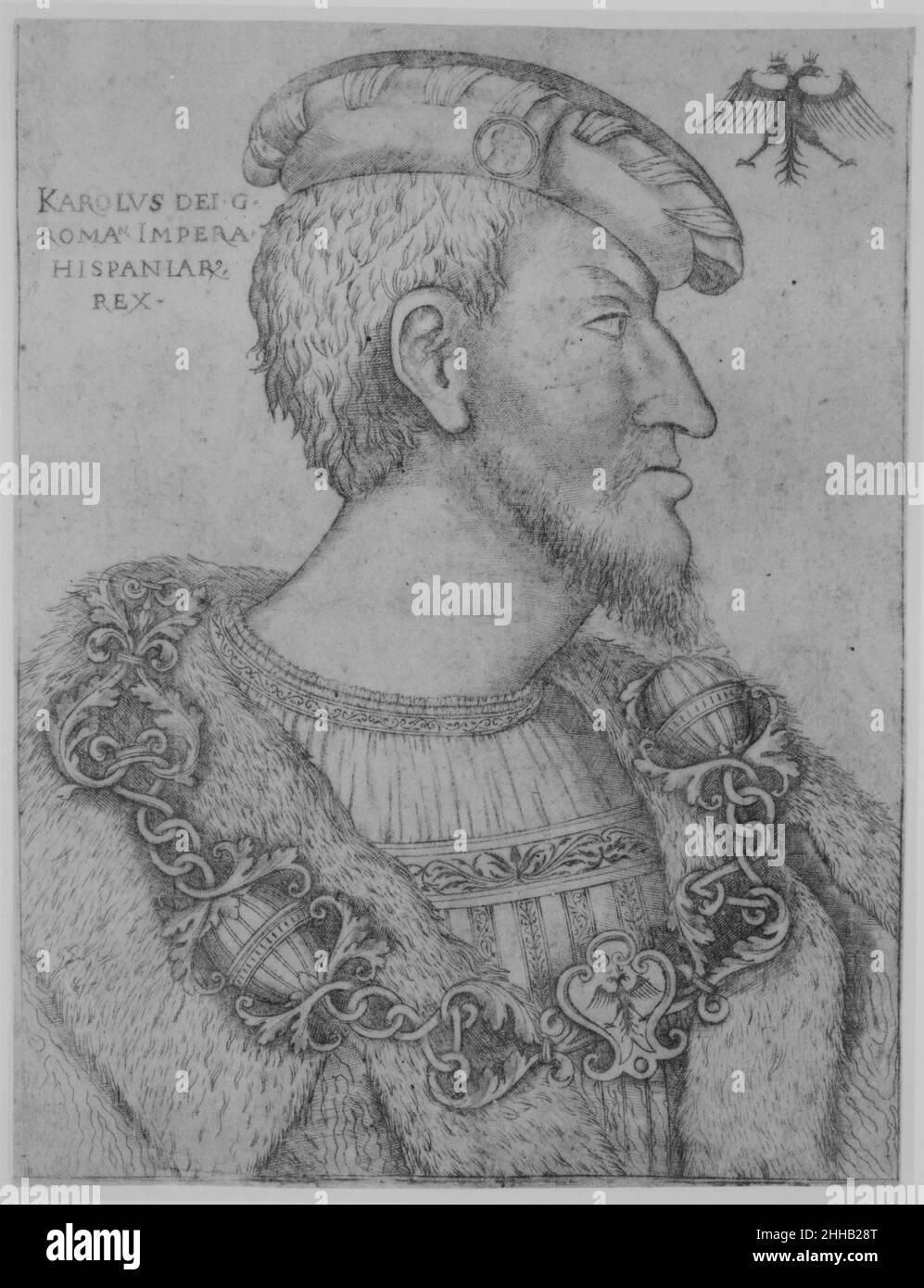 Portrait du Saint empereur romain Charles V face à droite ca.1520–1540 Anonyme, Italien.Portrait du Saint empereur romain Charles V face à droite 359800 Banque D'Images