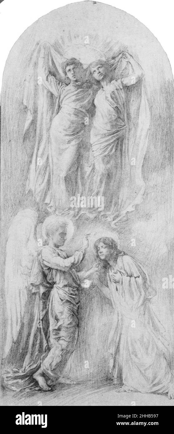 Angel sharing the Servants of God (Etude pour la fenêtre commémorative Anna, Margaret Sherman et Gertrude Van Dalfsen, Trinity Church, Buffalo, New York)1889 John la Farge American.Angel étanchéité des servants de Dieu (étude pour la fenêtre commémorative Anna, Margaret Sherman et Gertrude Van Dalfsen, Trinity Church, Buffalo, N.Y.).John la Farge (américain, New York 1835–1910 Providence, Rhode Island).Américain.1889. Graphite sur papier à tracer Banque D'Images